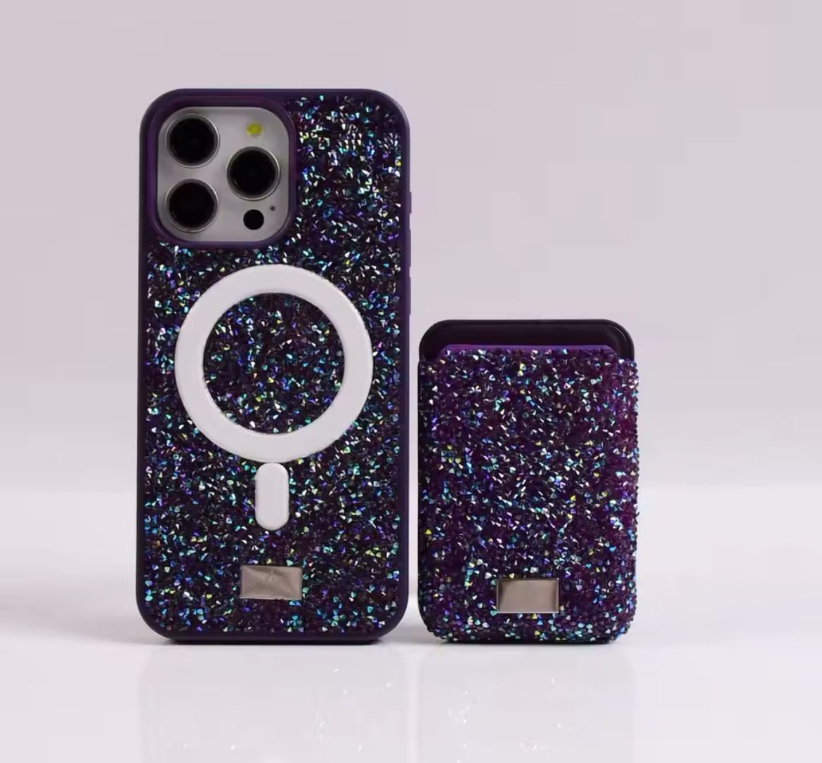 SWAROVSKİ TAŞLI MAGSAFE KARTLIKLI DİAMOND LÜX KILIFLAR 