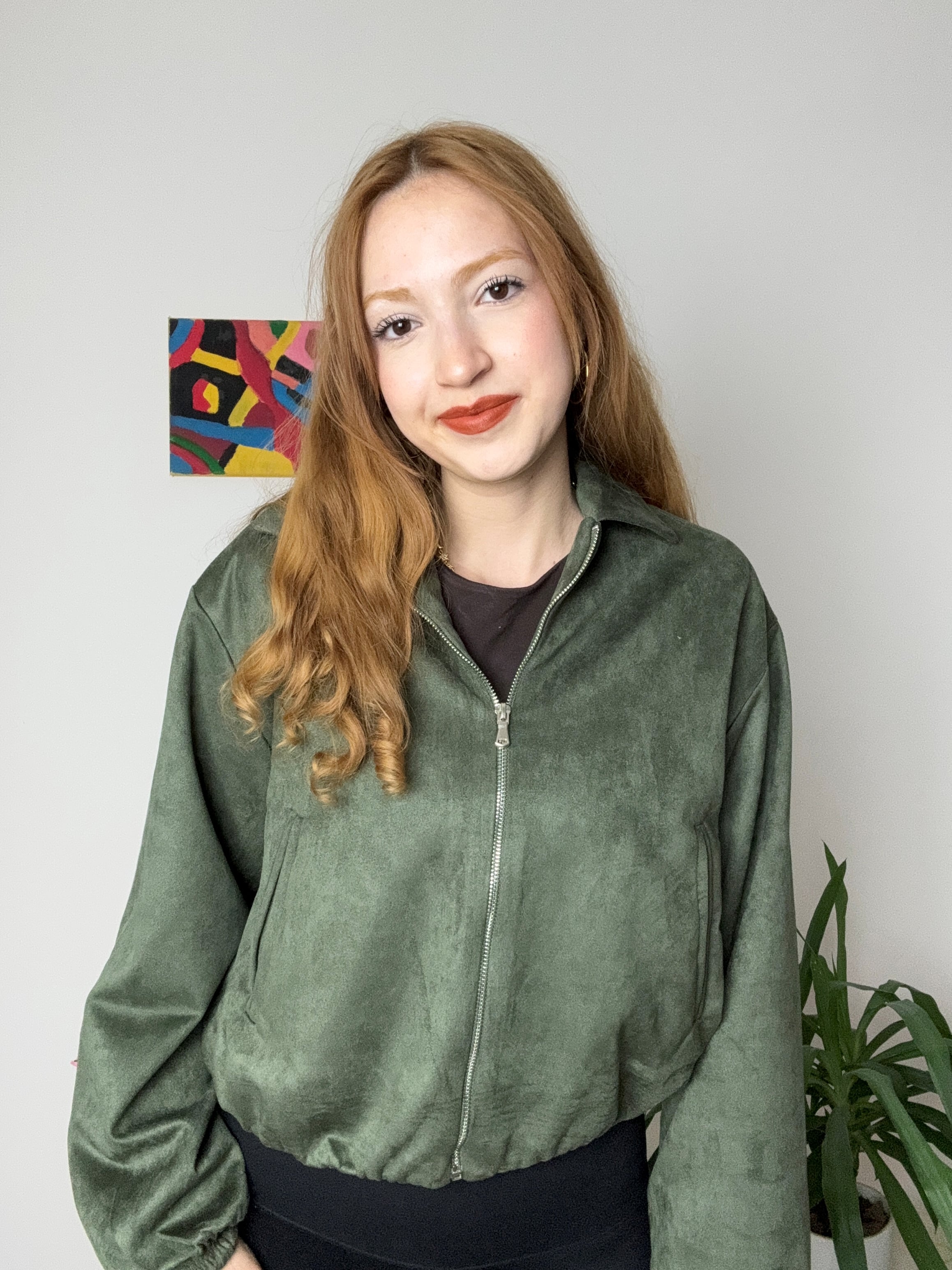 Süet Yeşil Bomber Ceket