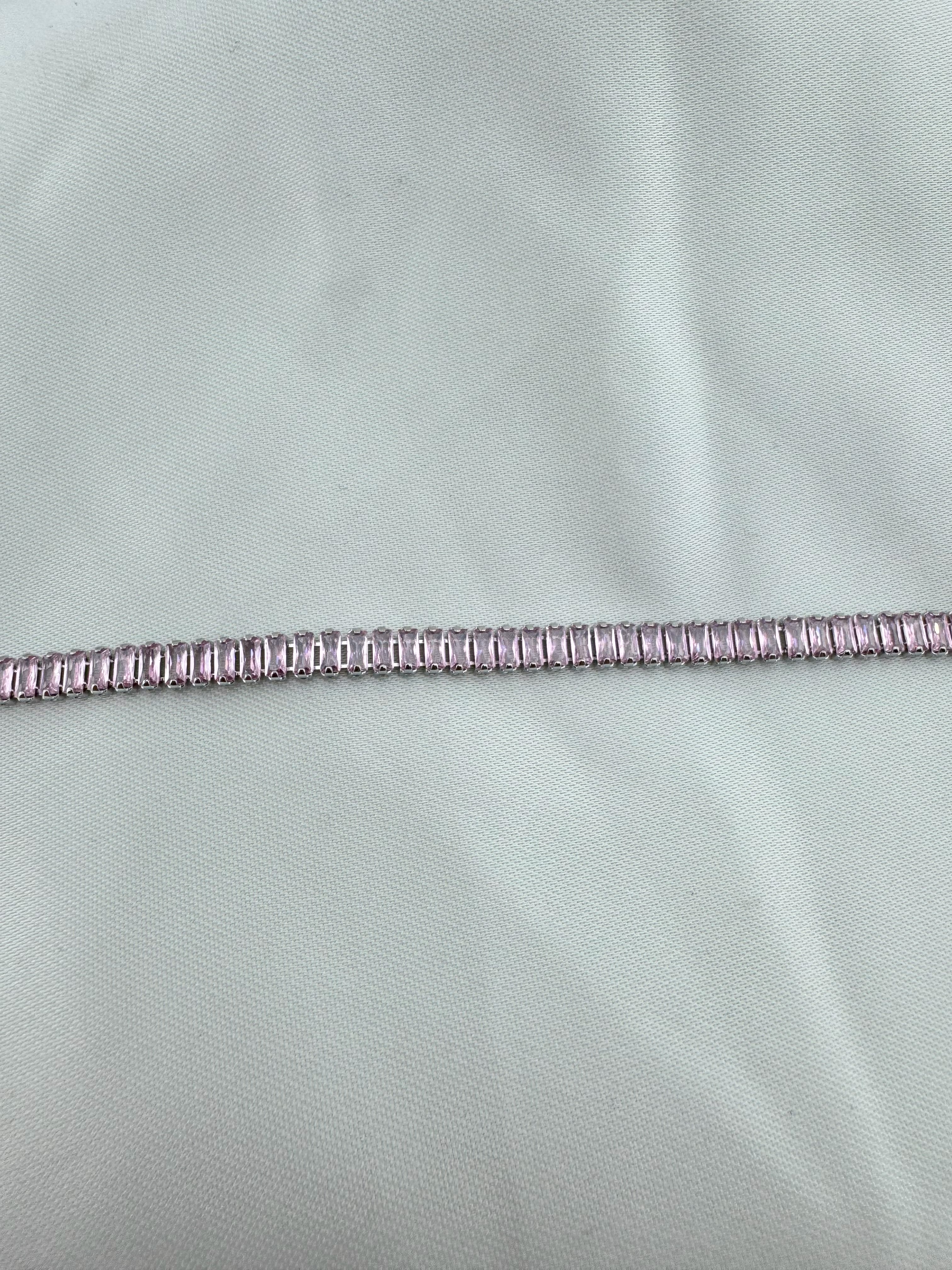 Gümüş Kaplama Zirkon Taşlı Çelik Bileklik 