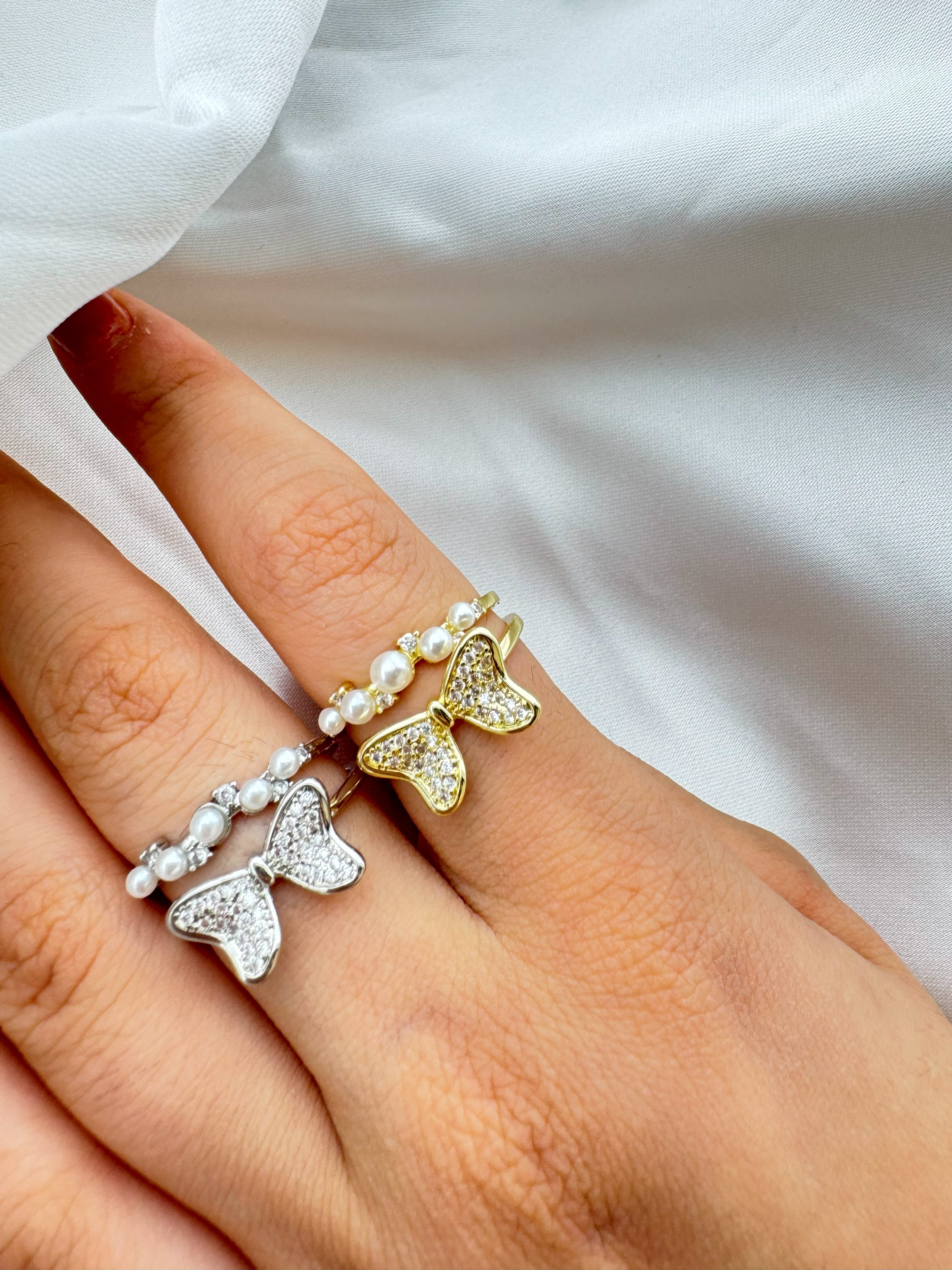 Altın-Gümüş Kaplama Kelebek Desenli Yüzük