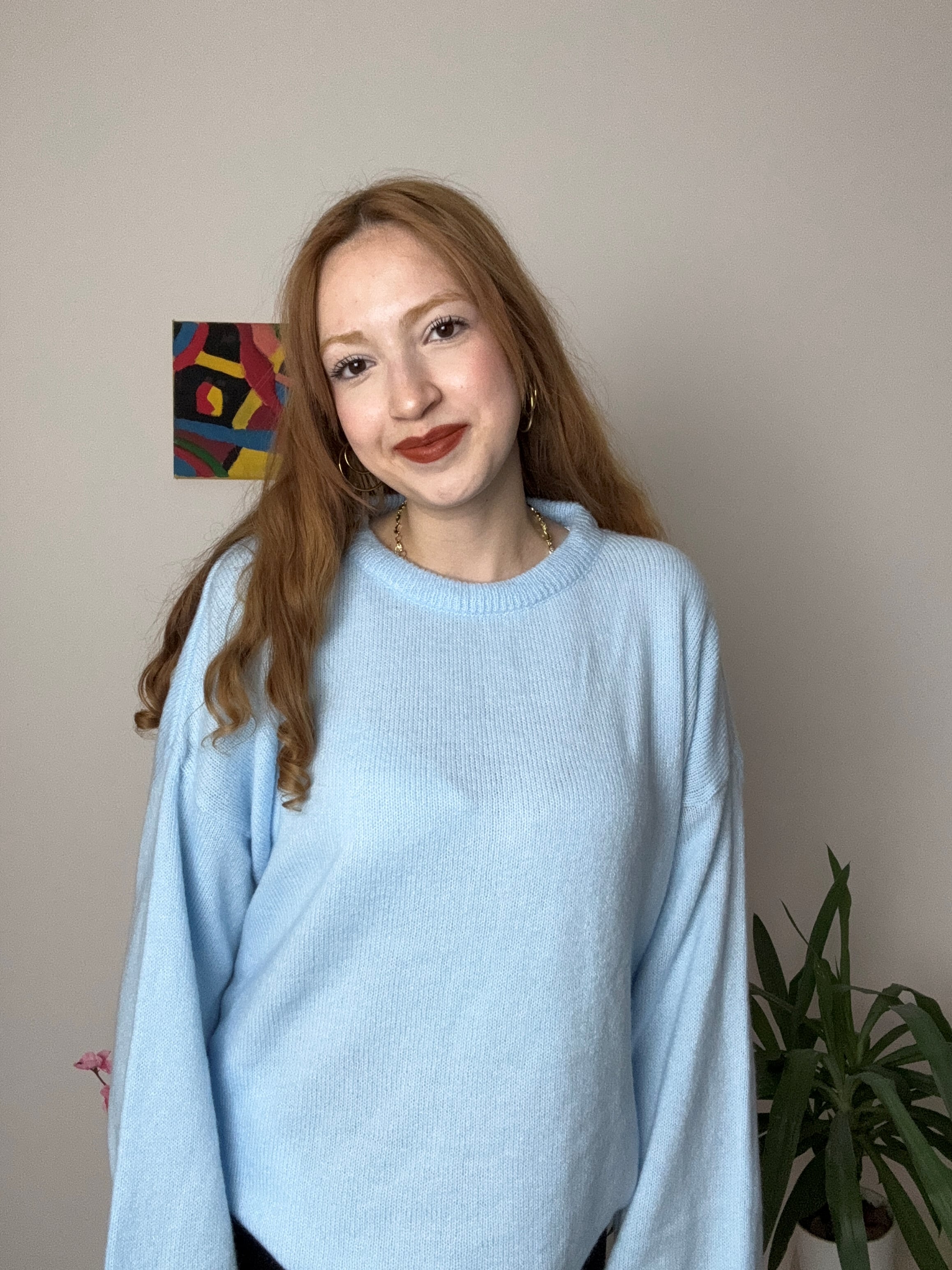 İspanyol Kol Balıkçı Yaka Mavi Kazak