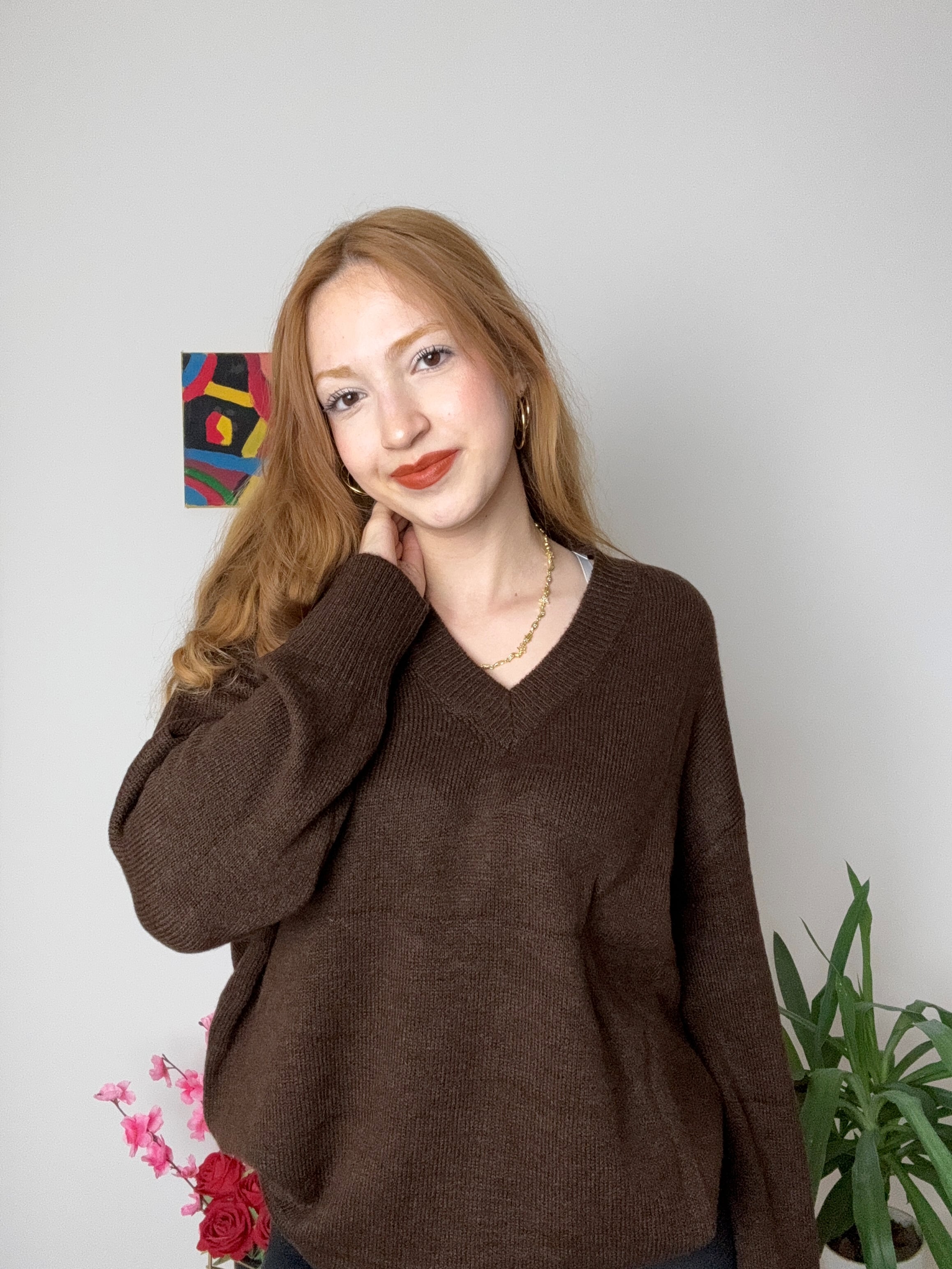 V Yaka Koyu Kahverengi Kazak