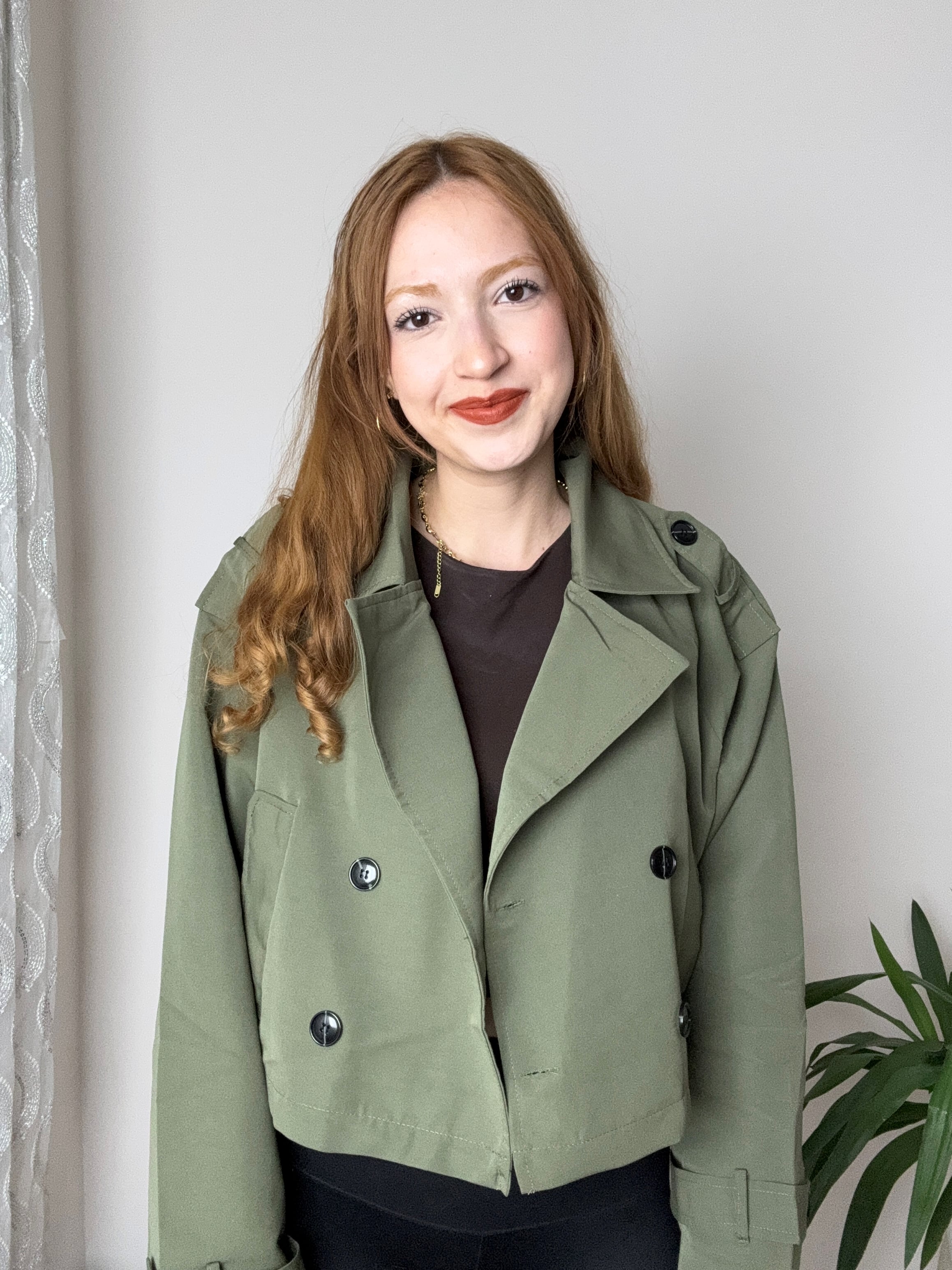 Yeşil Kısa Trençkot