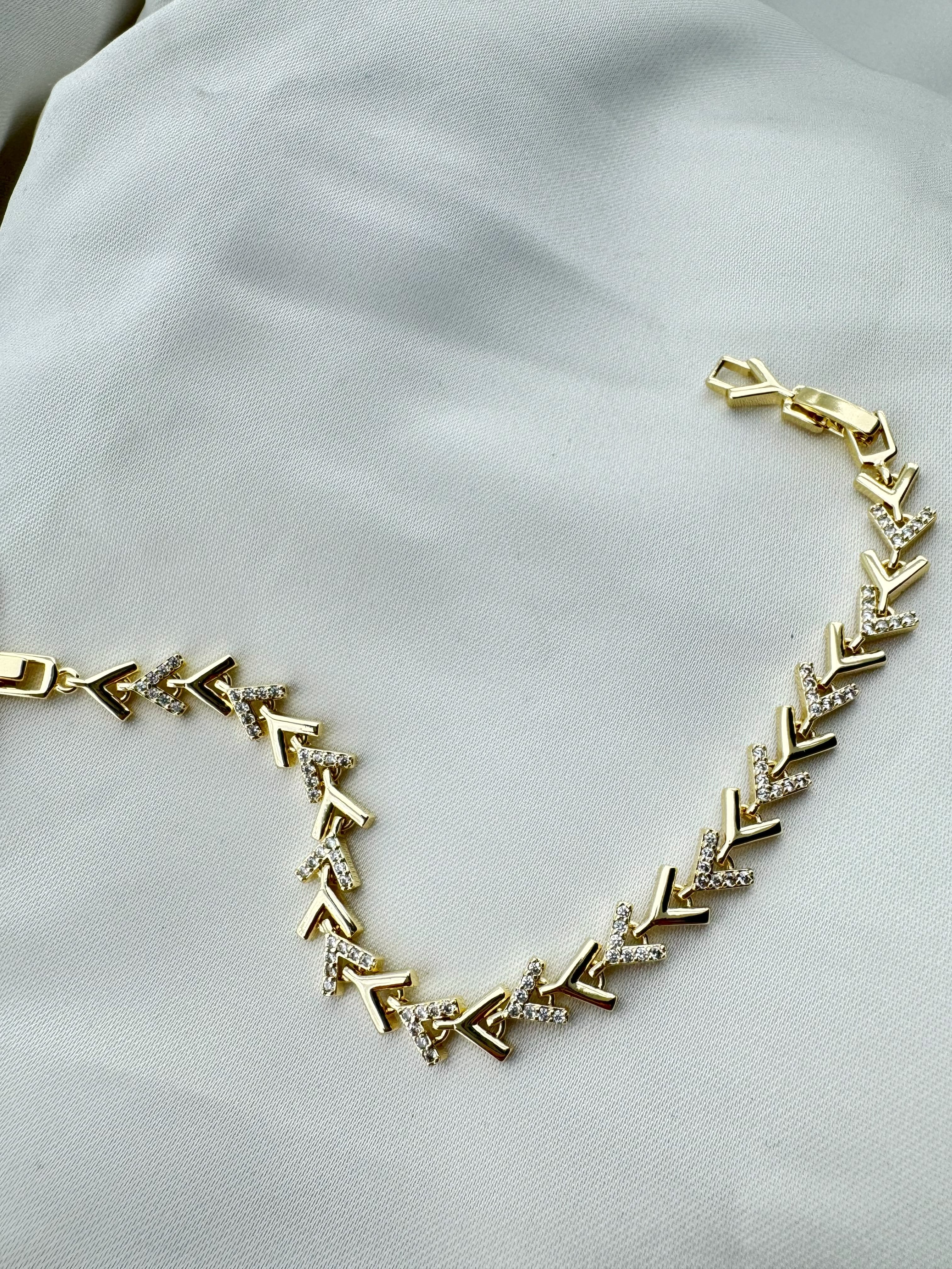 Altın Kaplama Taşlı Çelik Bileklik