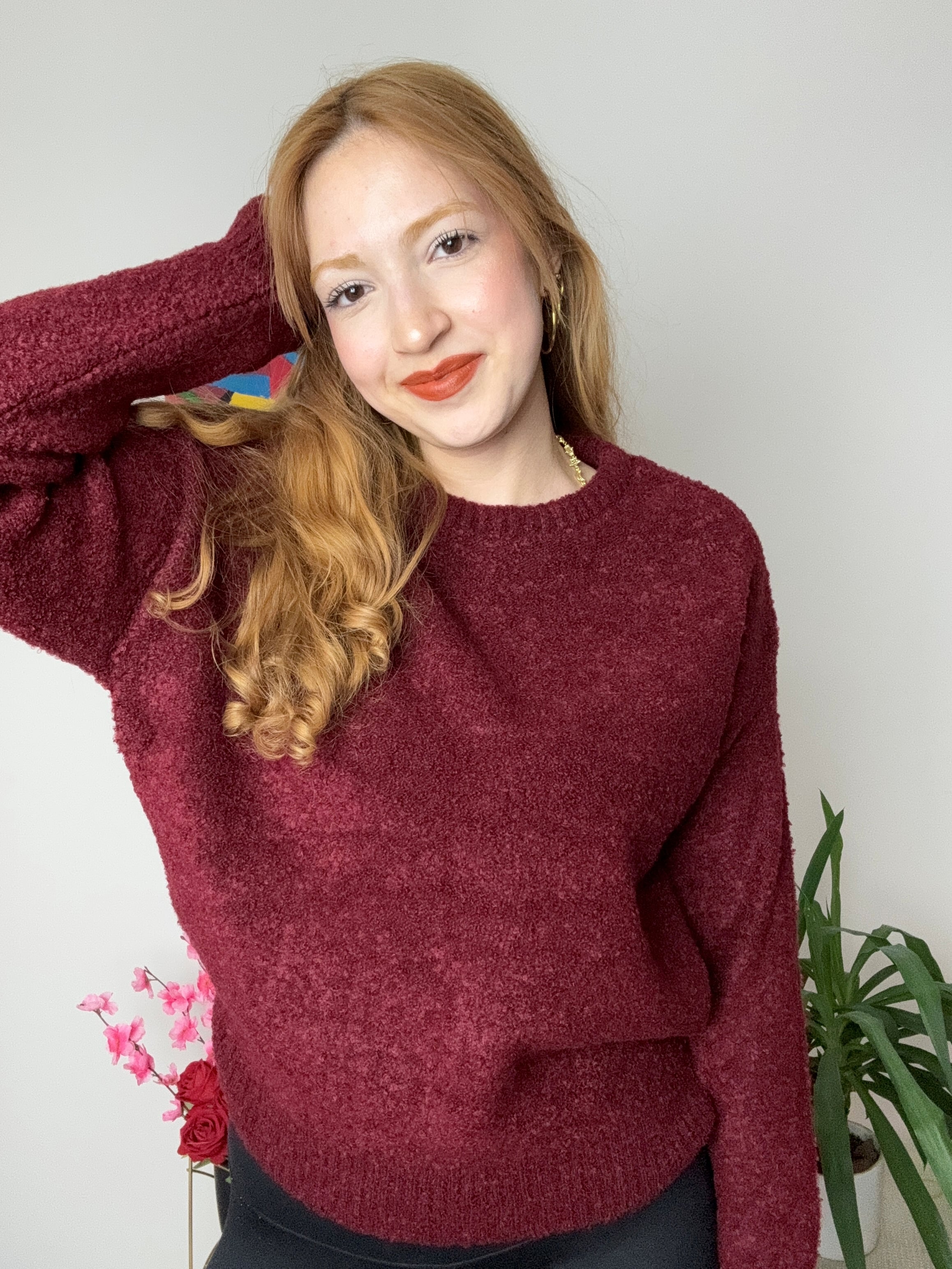 Balıkçı Yaka Bordo Kazak