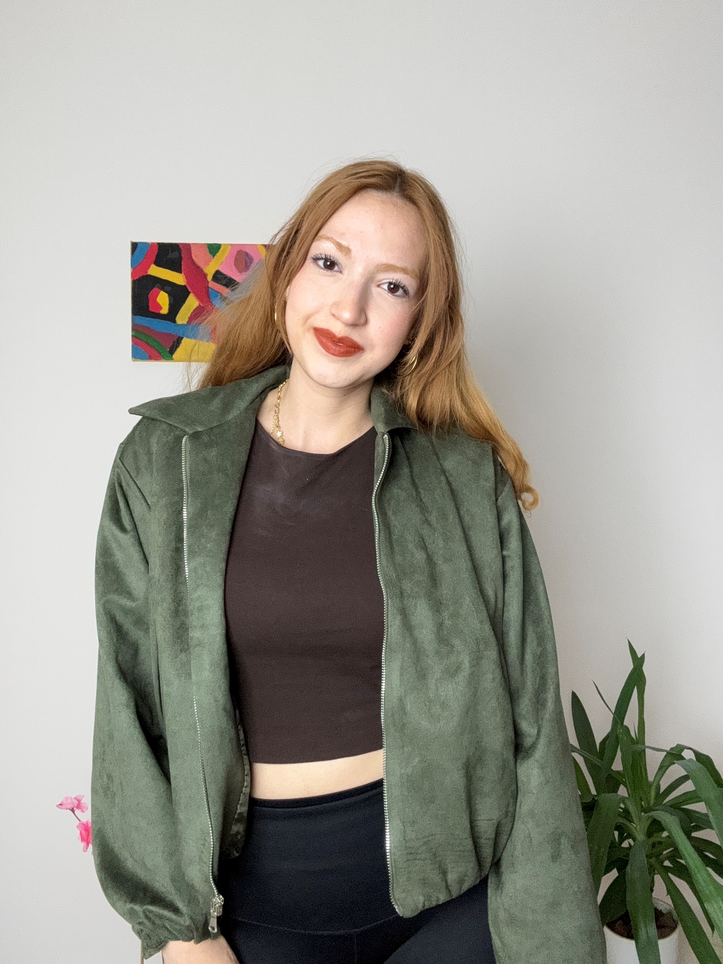 Süet Yeşil Bomber Ceket