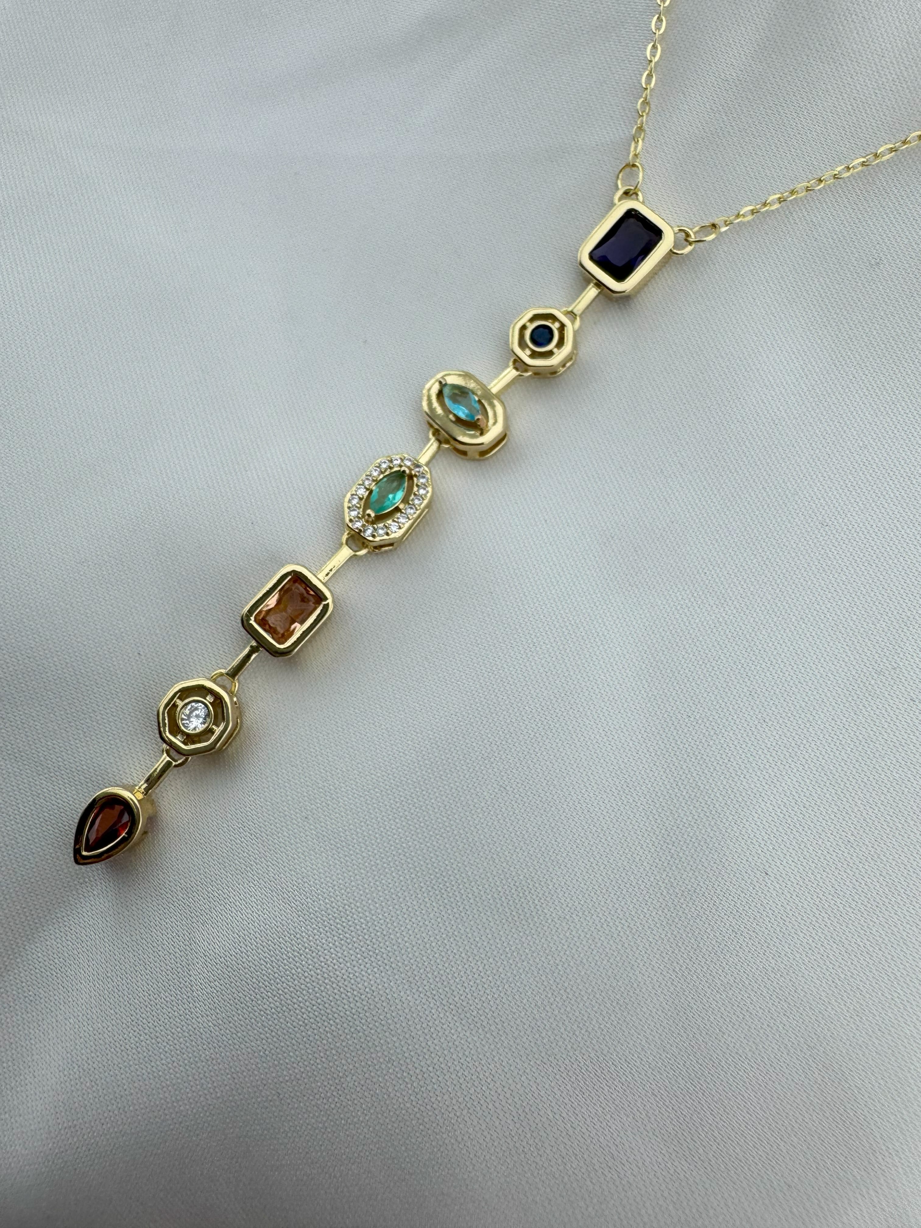 Altın Kaplama Zirkon Taşlı Çelik Y Kolye