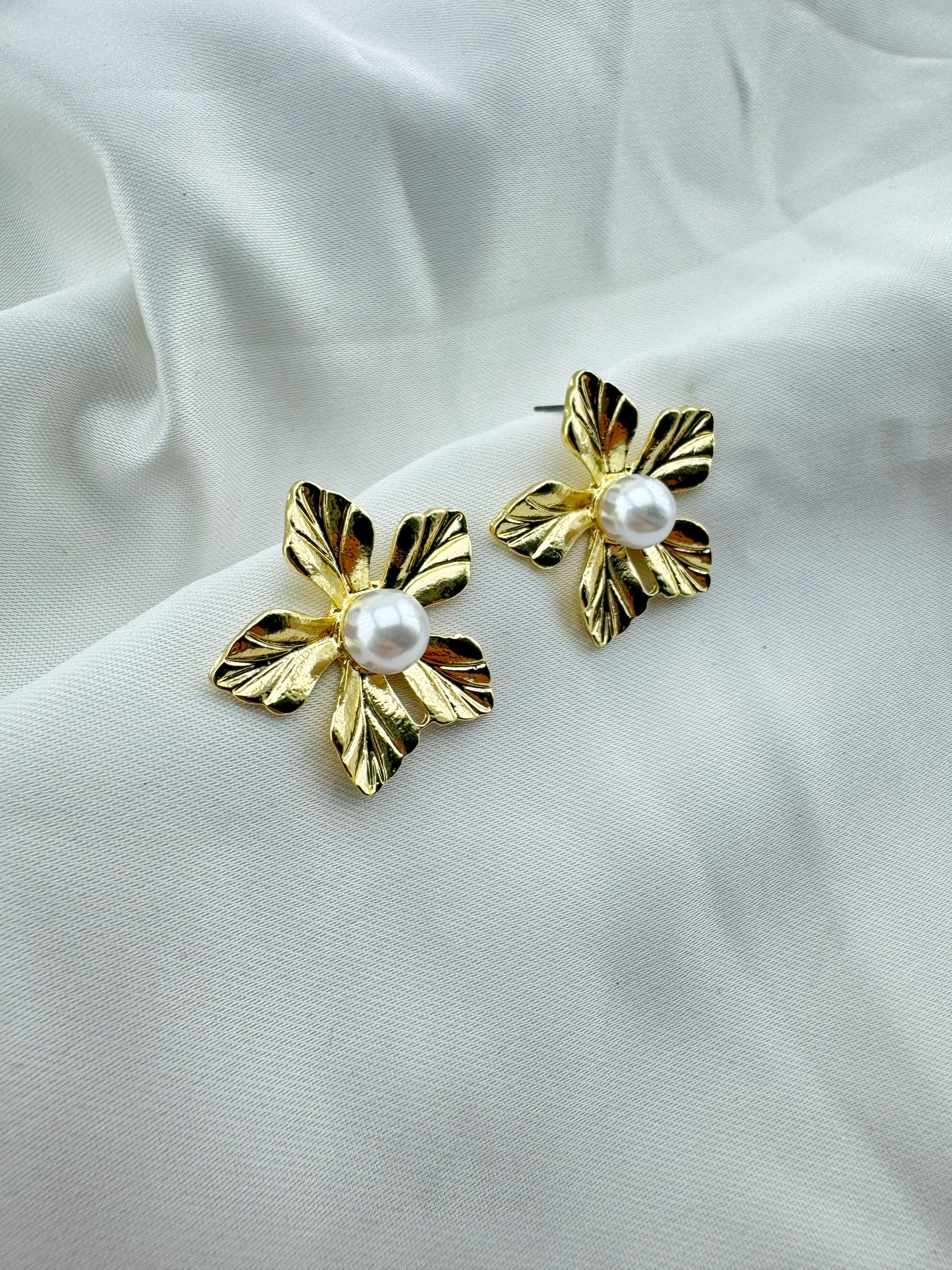 Altın Kaplama İncili Çelik Küpe