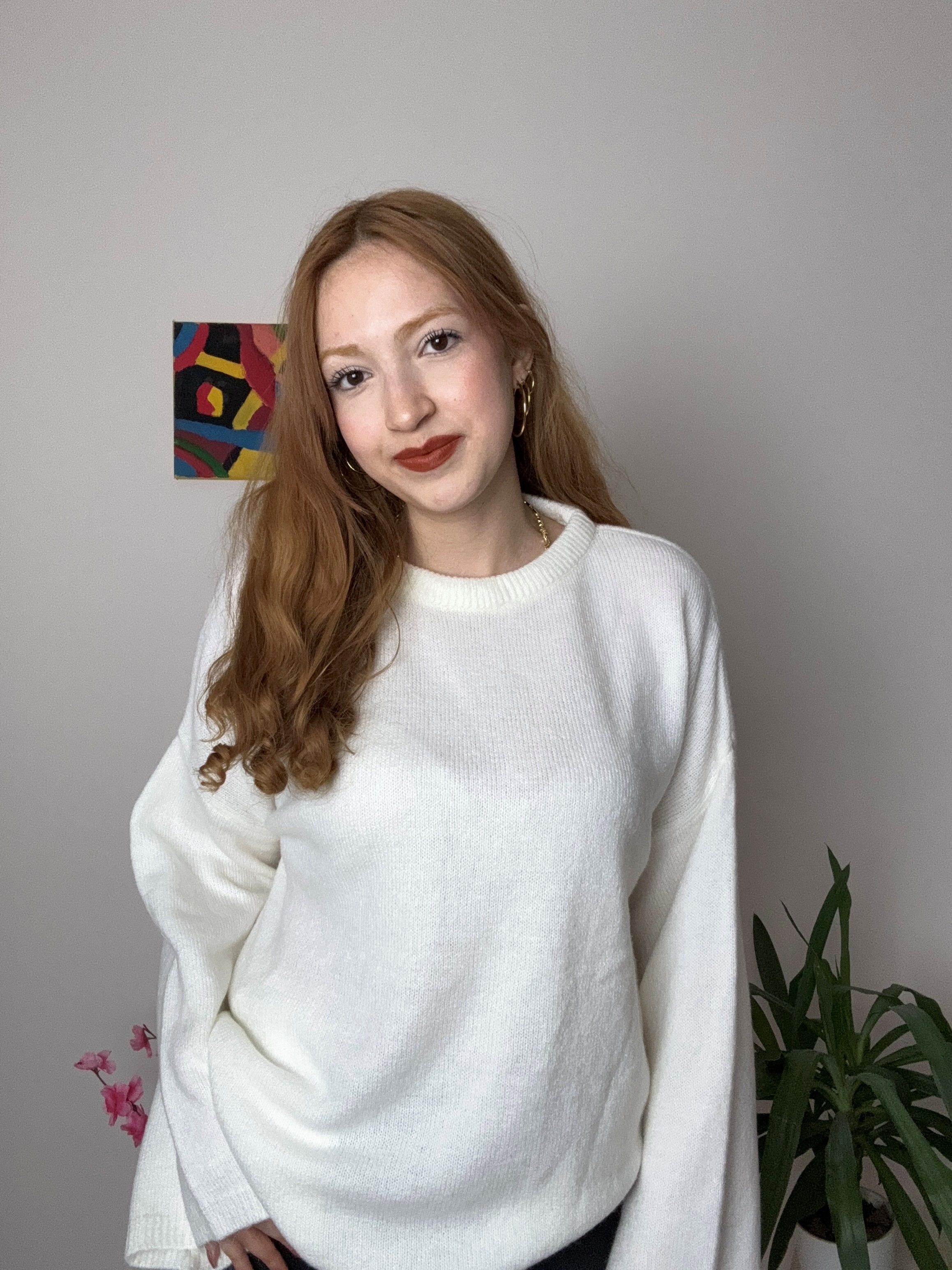 İspanyol Kol Balıkçı Yaka Beyaz Kazak