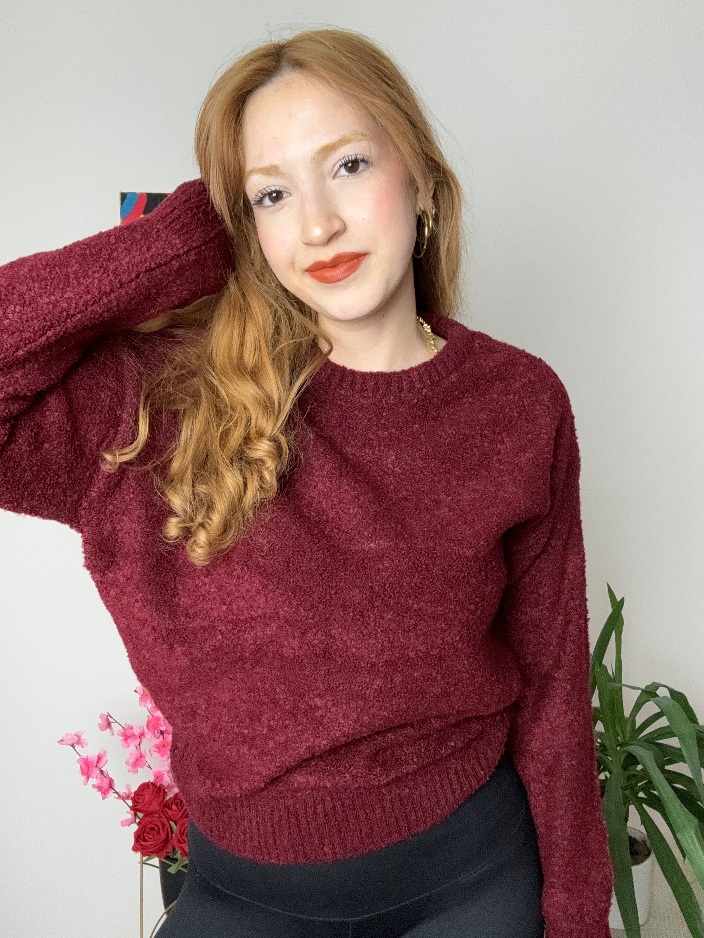 Balıkçı Yaka Bordo Kazak