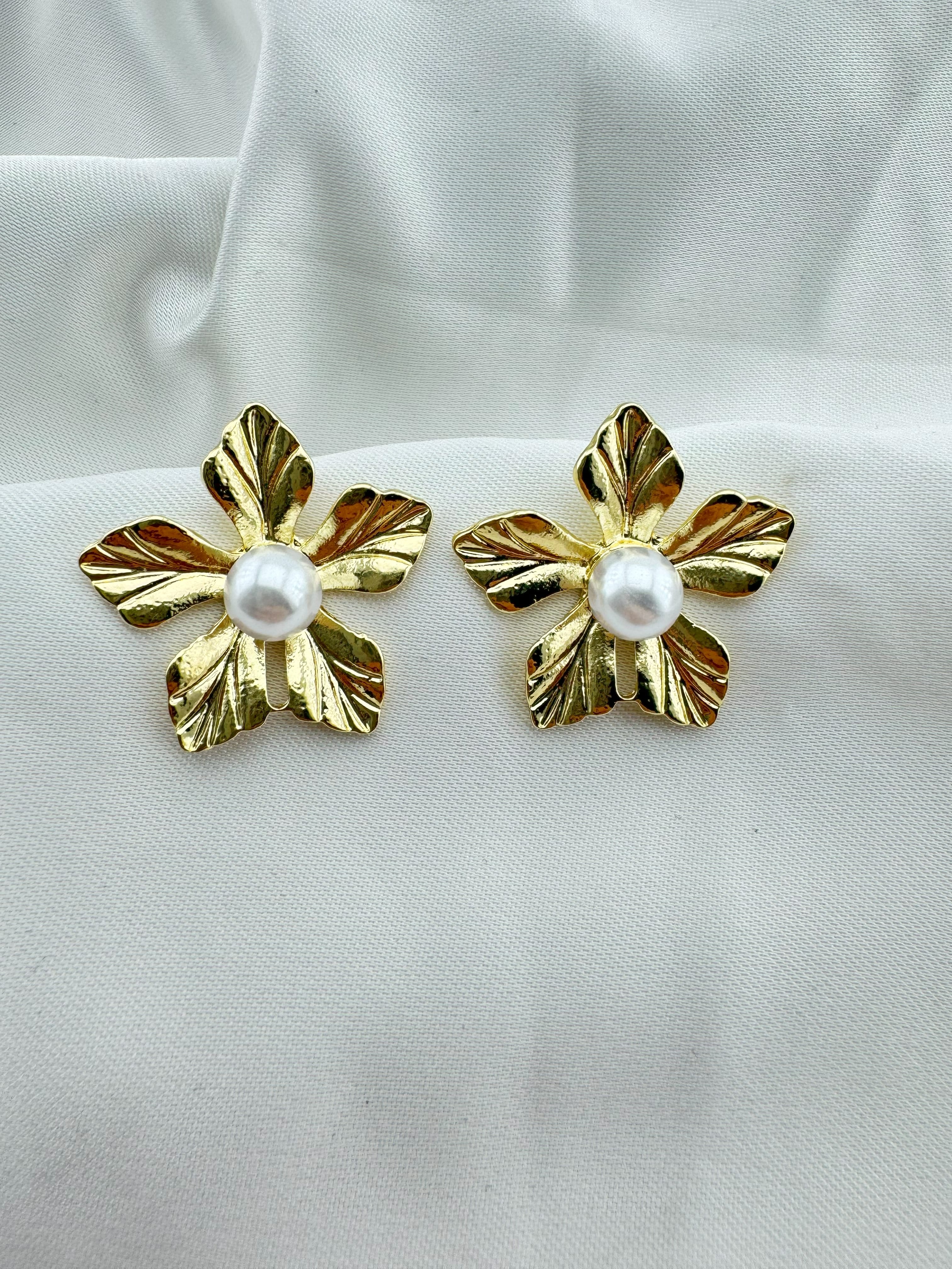 Altın Kaplama İncili Çelik Küpe