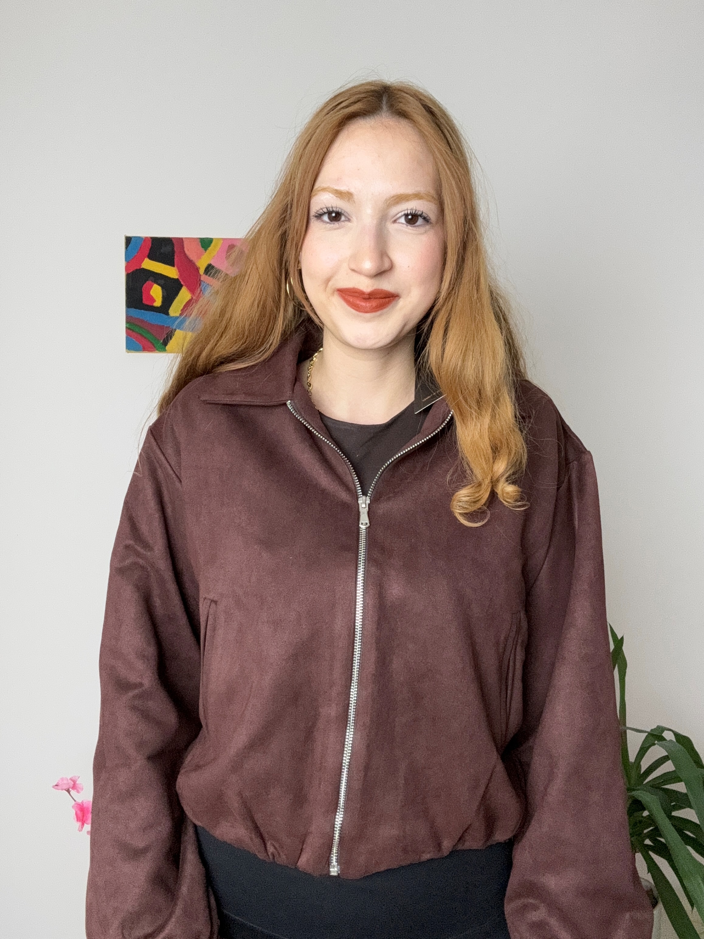 Süet Kahverengi Bomber Ceket