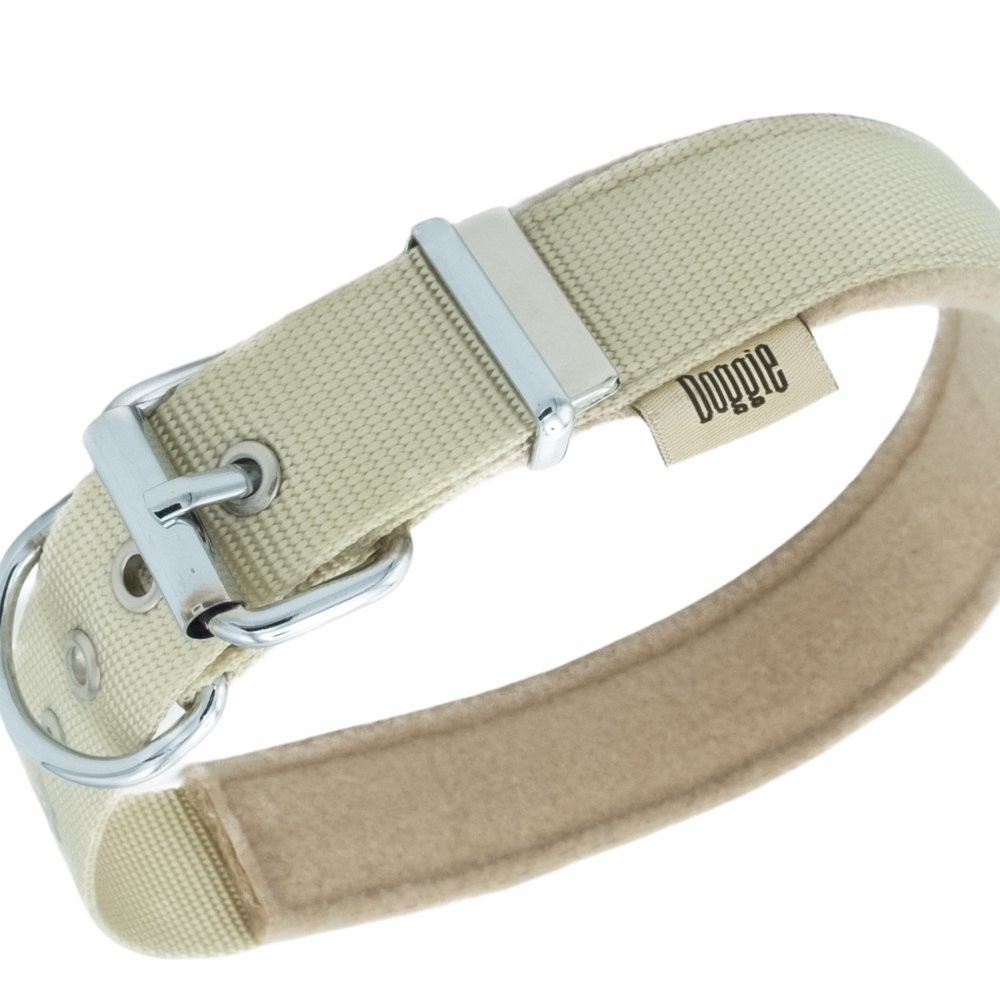 Doggie Polar Dokumadan El Yapımı Köpek Boyun Tasması 3x42-50 Cm K.Haki