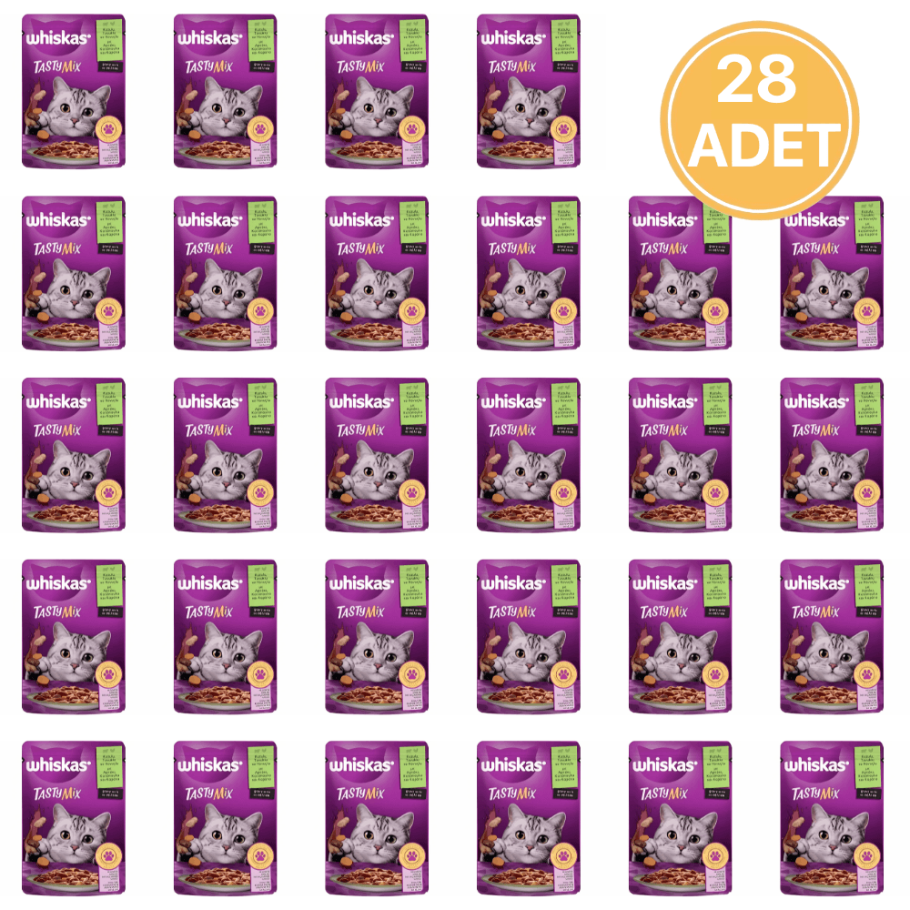 Whiskas Pouch Tasty Mix Kuzulu Tavuklu ve Havuçlu Yetişkin Kedi Konservesi 85 Gr (28 ADET)