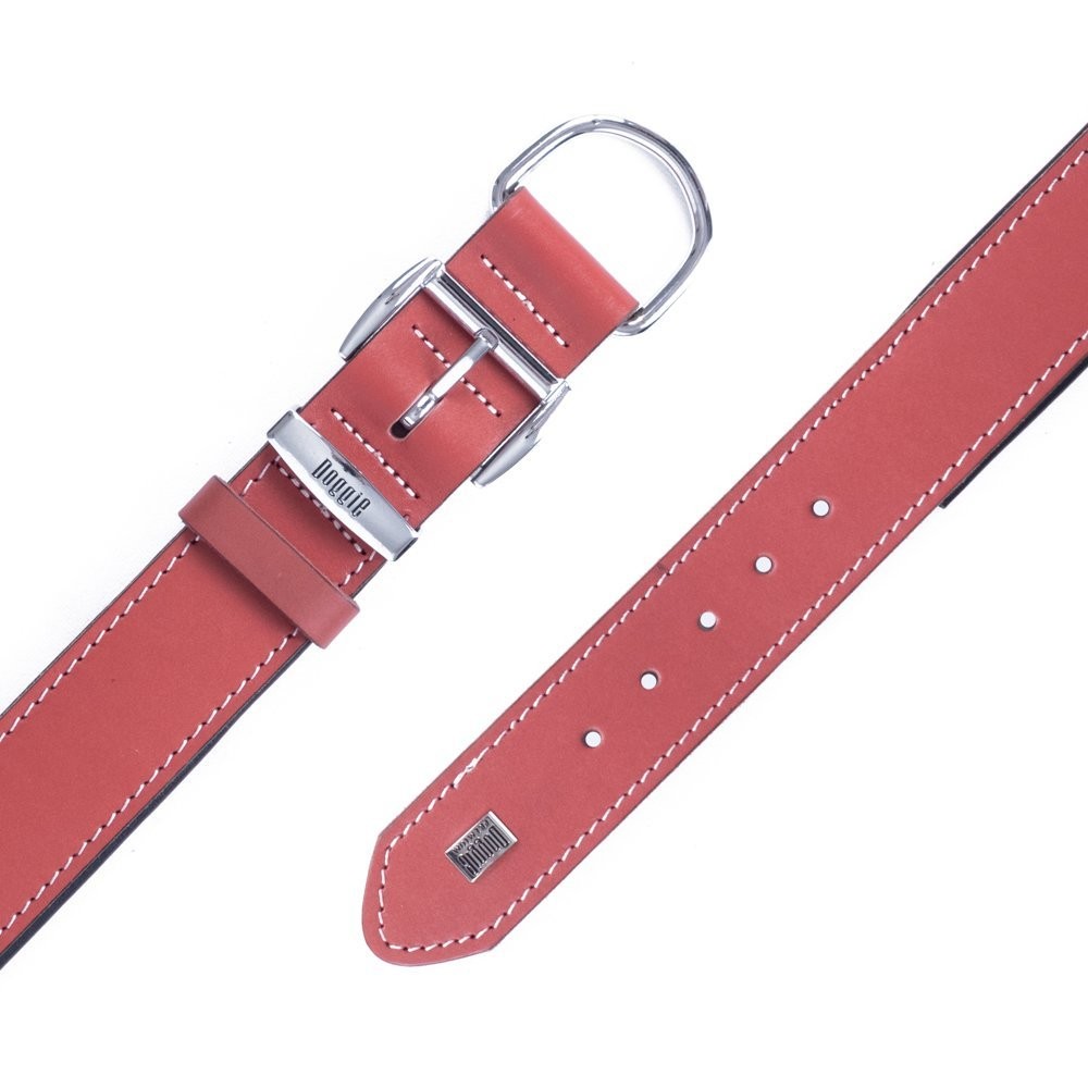 Doggie Firstclass Gerçek Deriden El Yapımı Köpek Boyun Tasması 4x52-60 Cm Kırmızı