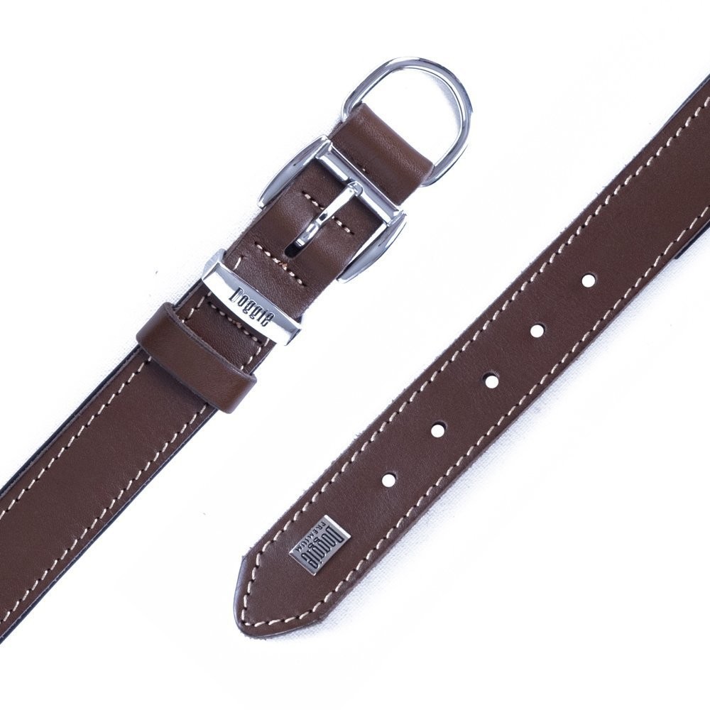 Doggie Firstclass Gerçek Deriden El Yapımı Köpek Boyun Tasması 3x42-50 Cm Kahverengi