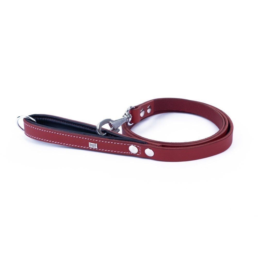 Doggie Firstclass Gerçek Deriden El Yapımı Köpek Gezdirme Kayışı 1.5x160 Cm Kırmızı