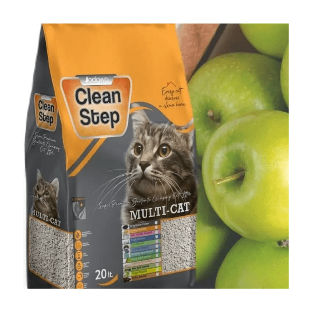 Jadawa Clean Step Yeşil Elma Kokulu Topaklanan İnce Tane Bentonit Kedi Kumu 20 Lt