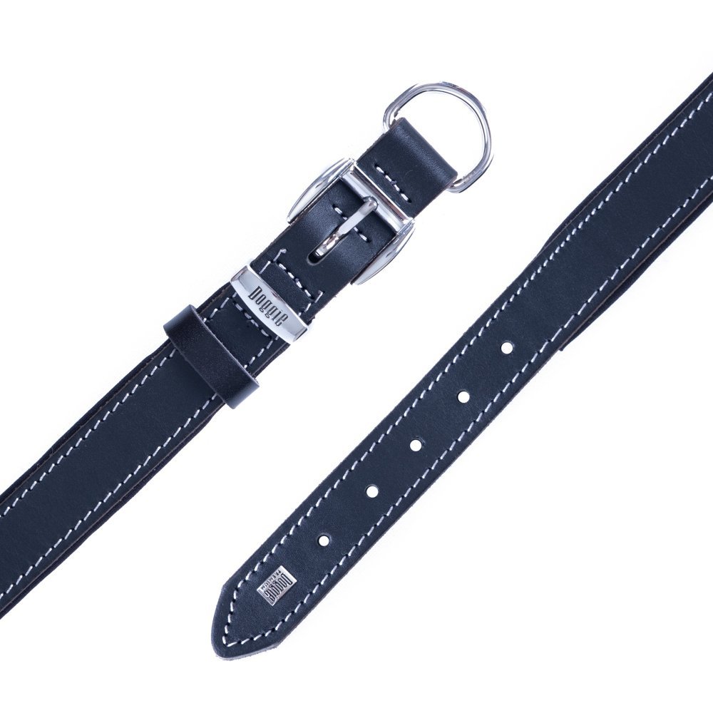 Doggie Firstclass Gerçek Deriden El Yapımı Köpek Boyun Tasması 2.5x37-45 Cm Siyah