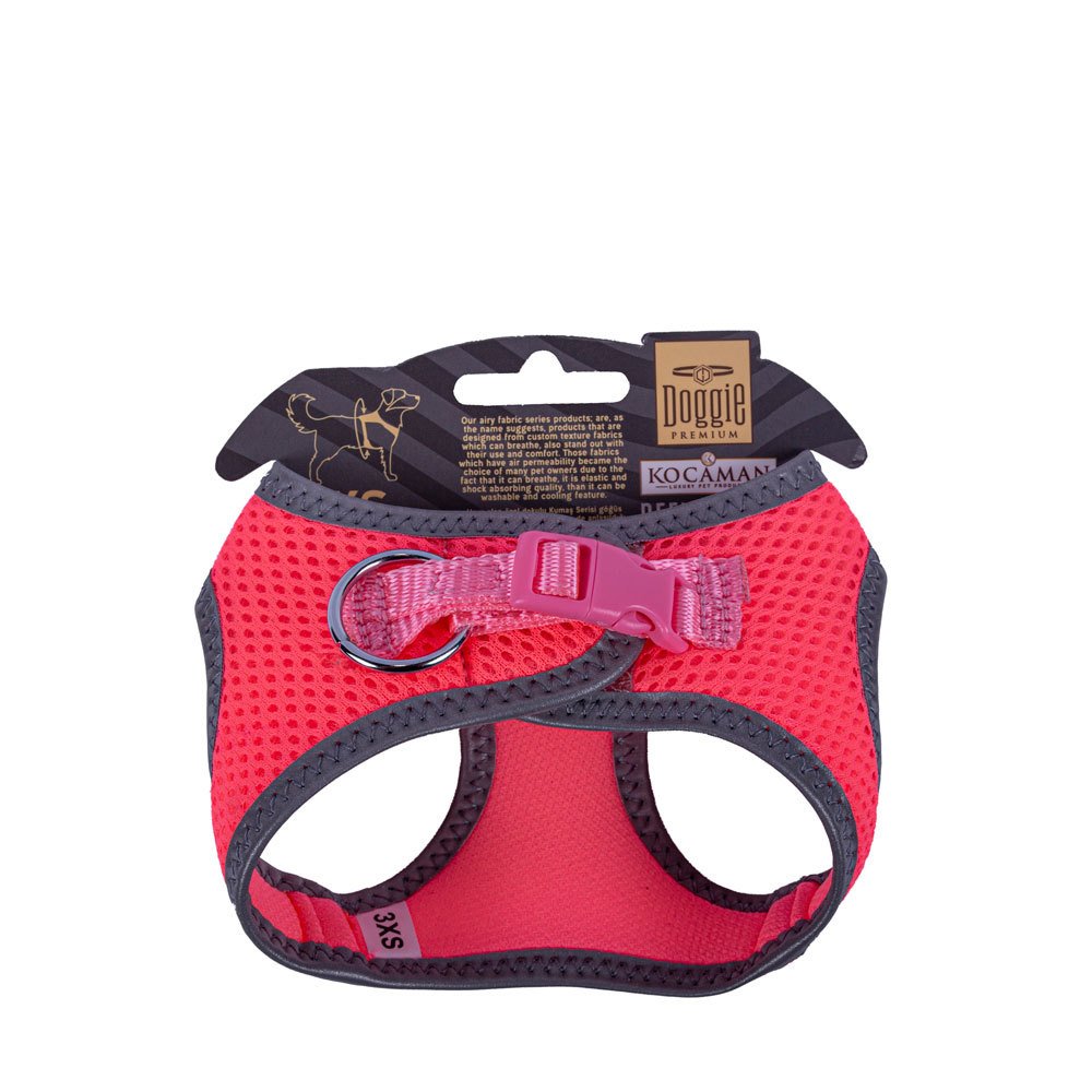 Doggie Havalı Dokuma Reflektör Serisi Küçük Irk Göğüs Tasması Pembe 3XS-22-26 Cm
