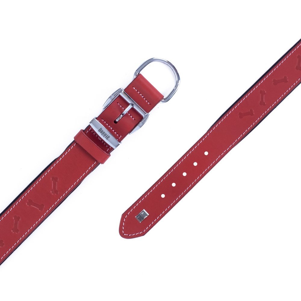 Doggie Deri Kemik Desenli Boyun Tasması M 3.5x47-55 Cm Kırmızı