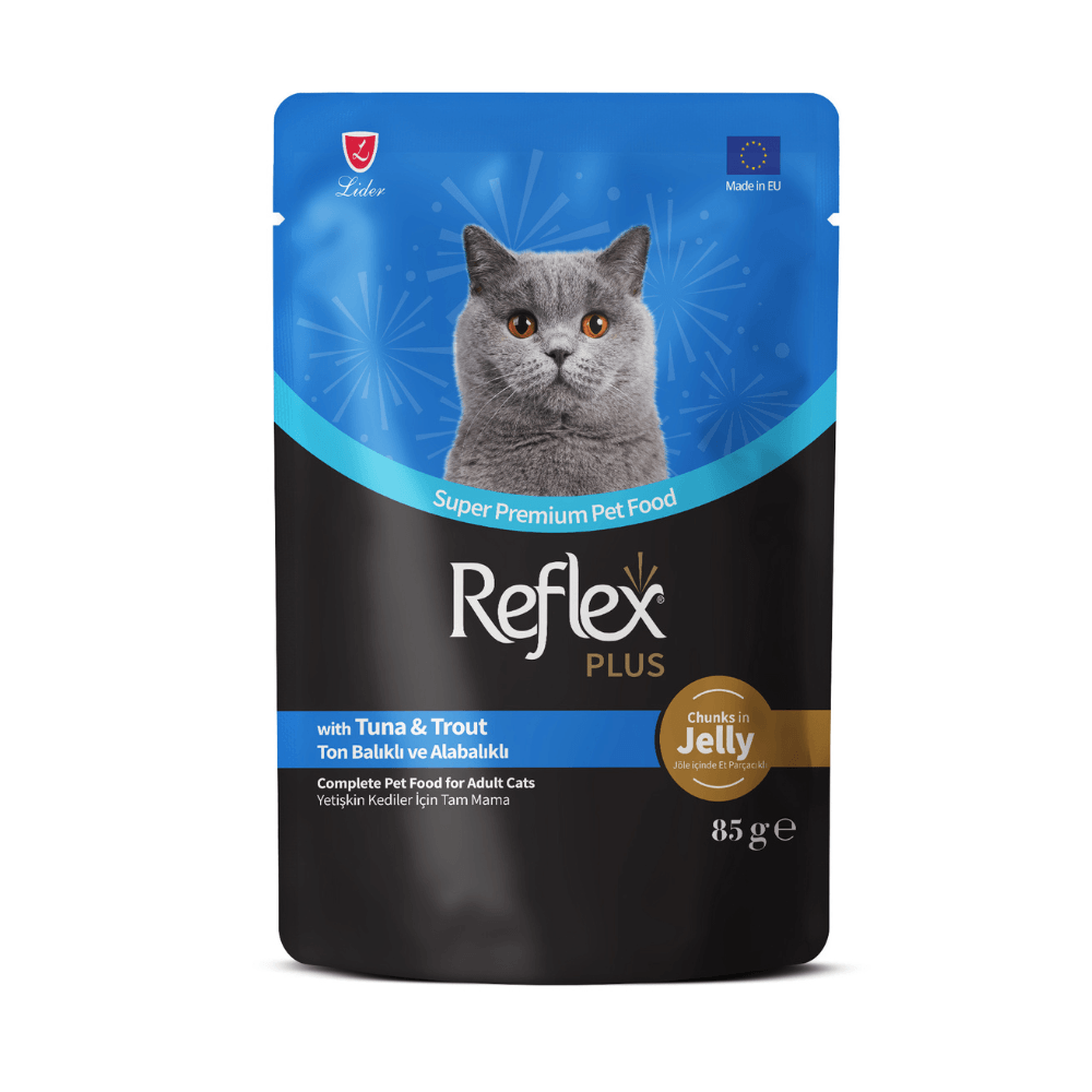 Reflex Plus Jöle Et Parçacıklı Ton Balıklı ve Alabalıklı Yaş Yetişkin Kedi Maması 85 G