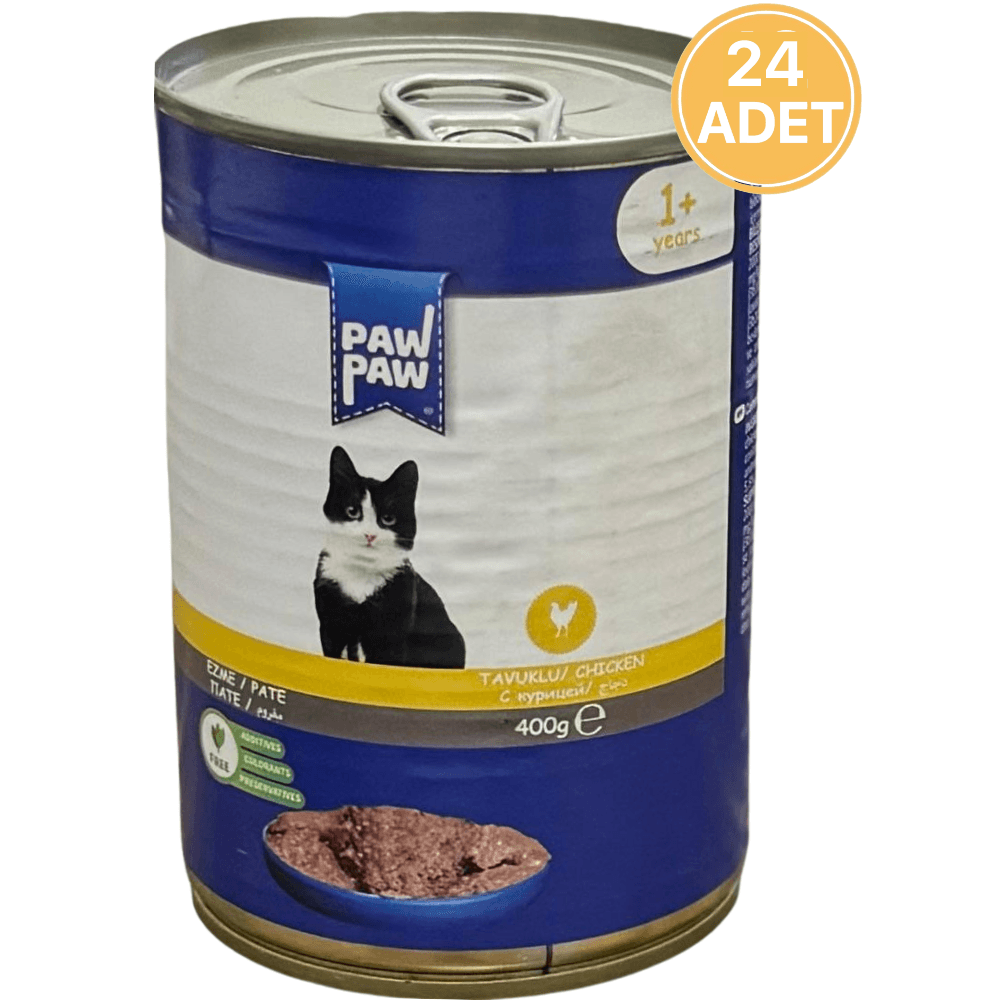 Paw Paw Pate Tavuk Etli Yetişkin Kedi Konservesi 400 Gr ( 24 Adet )