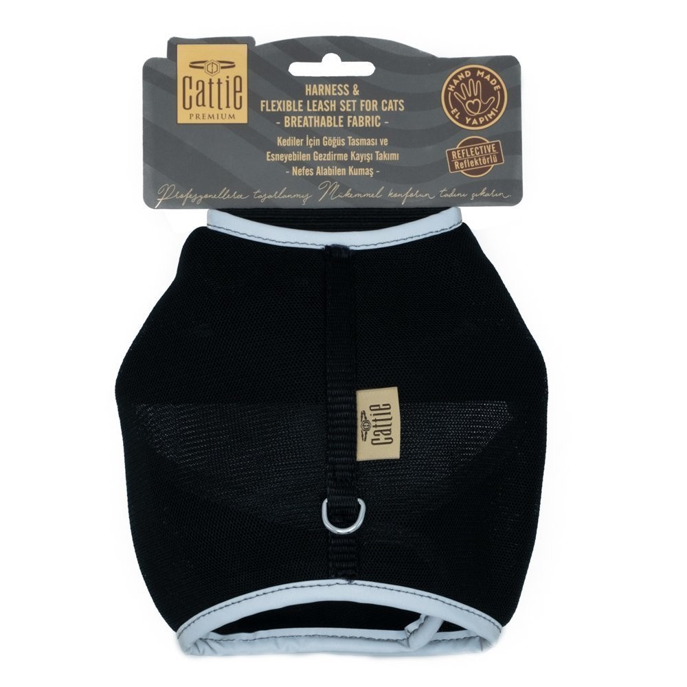 Cattie Havalı Dokuma Kedi Göğüs ve Uzatma Seti 1x25-35 Cm Siyah