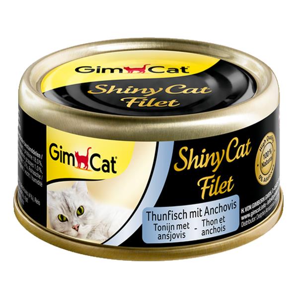 GimCat Shiny Cat Fileto Ton Balıklı ve Ançuezli Yetişkin Kedi Konservesi 70 Gr