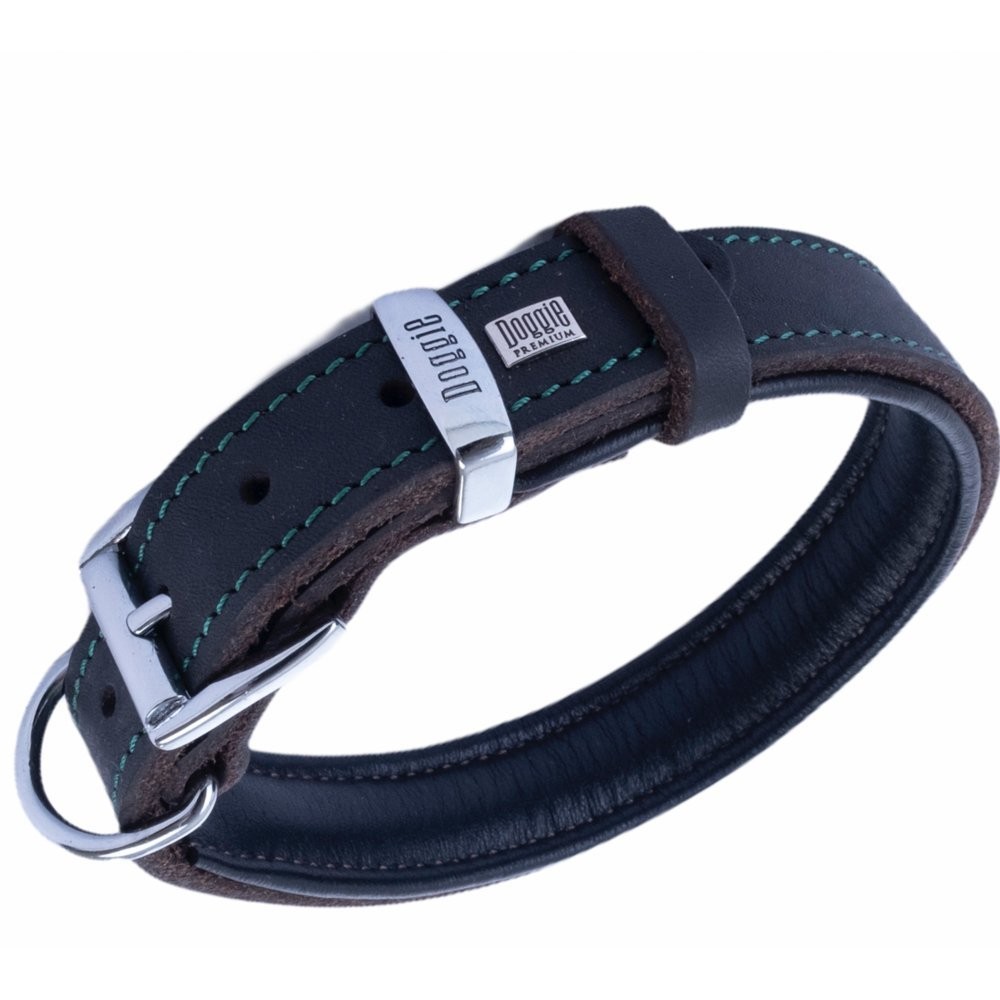 Doggie Yağlı Gerçek Deriden El Yapımı Köpek Boyun Tasması 3.5x52-60 Cm Yağ Yeşili