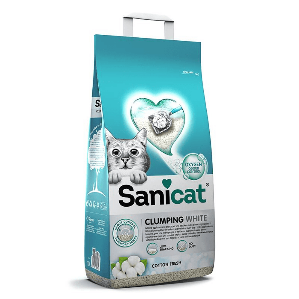 Sanicat Clumping White Cotton Fresh Oksijen Kontrol Kedi Kumu 20 Lt