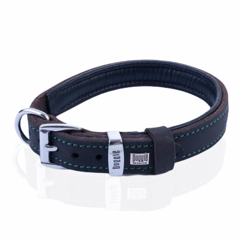Doggie Yağlı Gerçek Deriden El Yapımı Köpek Boyun Tasması 2x30-35 Cm Yağ Yeşili