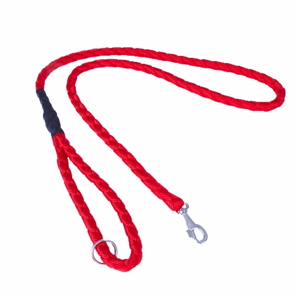 Doggie Dokumadan El Yapımı Örgülü Köpek Gezdirme Kayışı M-2x140 Cm Kırmızı