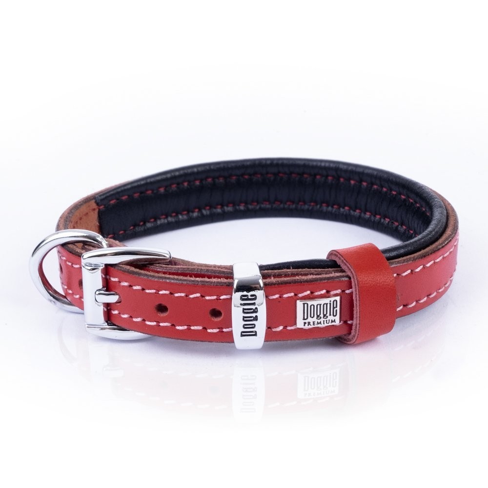Doggie Firstclass Gerçek Deriden El Yapımı Köpek Boyun Tasması 1.5x20-25 Cm Kırmızı