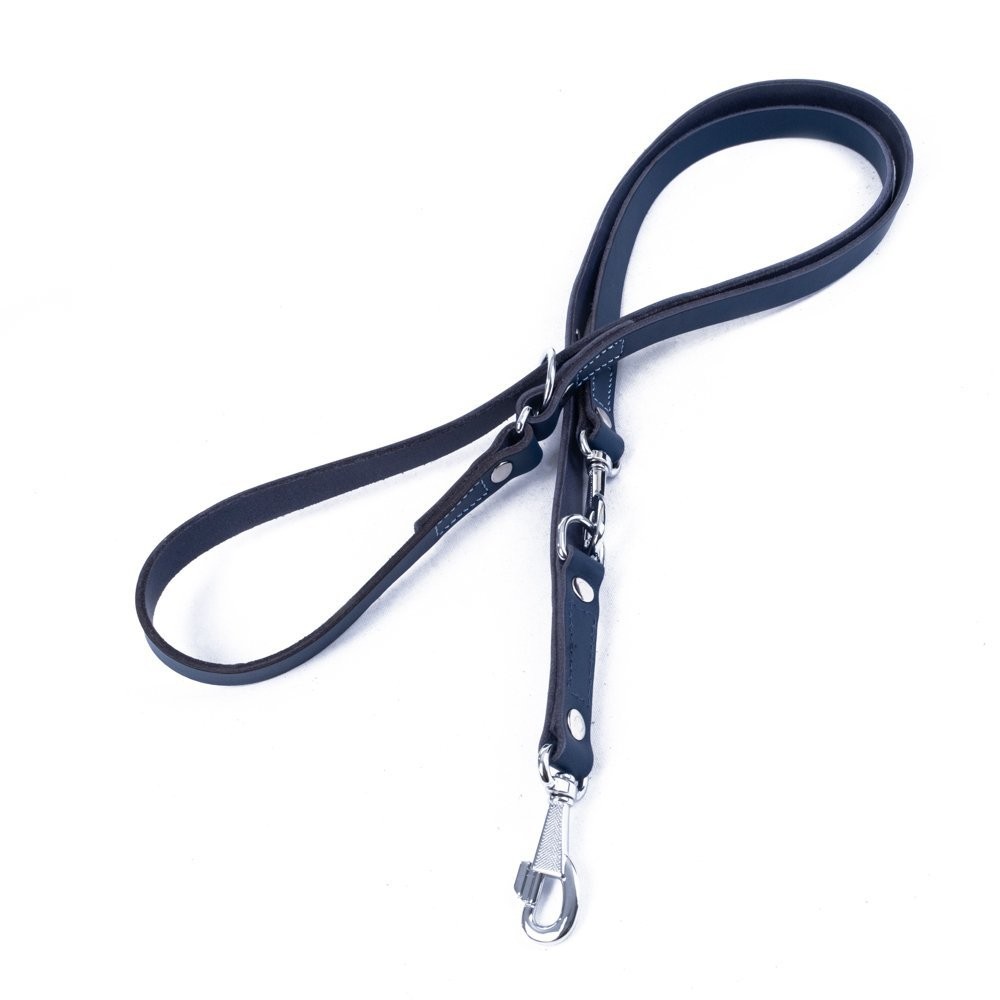 Doggie Ayarlanabilir Seri Klasik Gerçek Deriden El Yapımı  Köpek Gezdirme Kayışı 2x120-200 Cm Royal Mavi