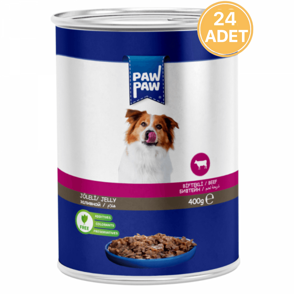 Paw Paw Jelly Parça Etli Biftekli Yetişkin Köpek Konservesi 400 gr (24 ADET)