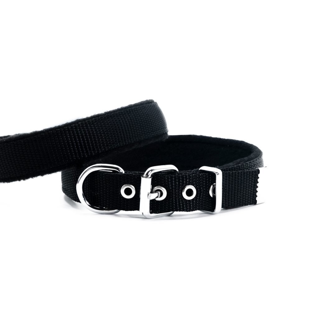 Doggie Polar Dokumadan El Yapımı Köpek Boyun Tasması 2x35-40 Cm Siyah