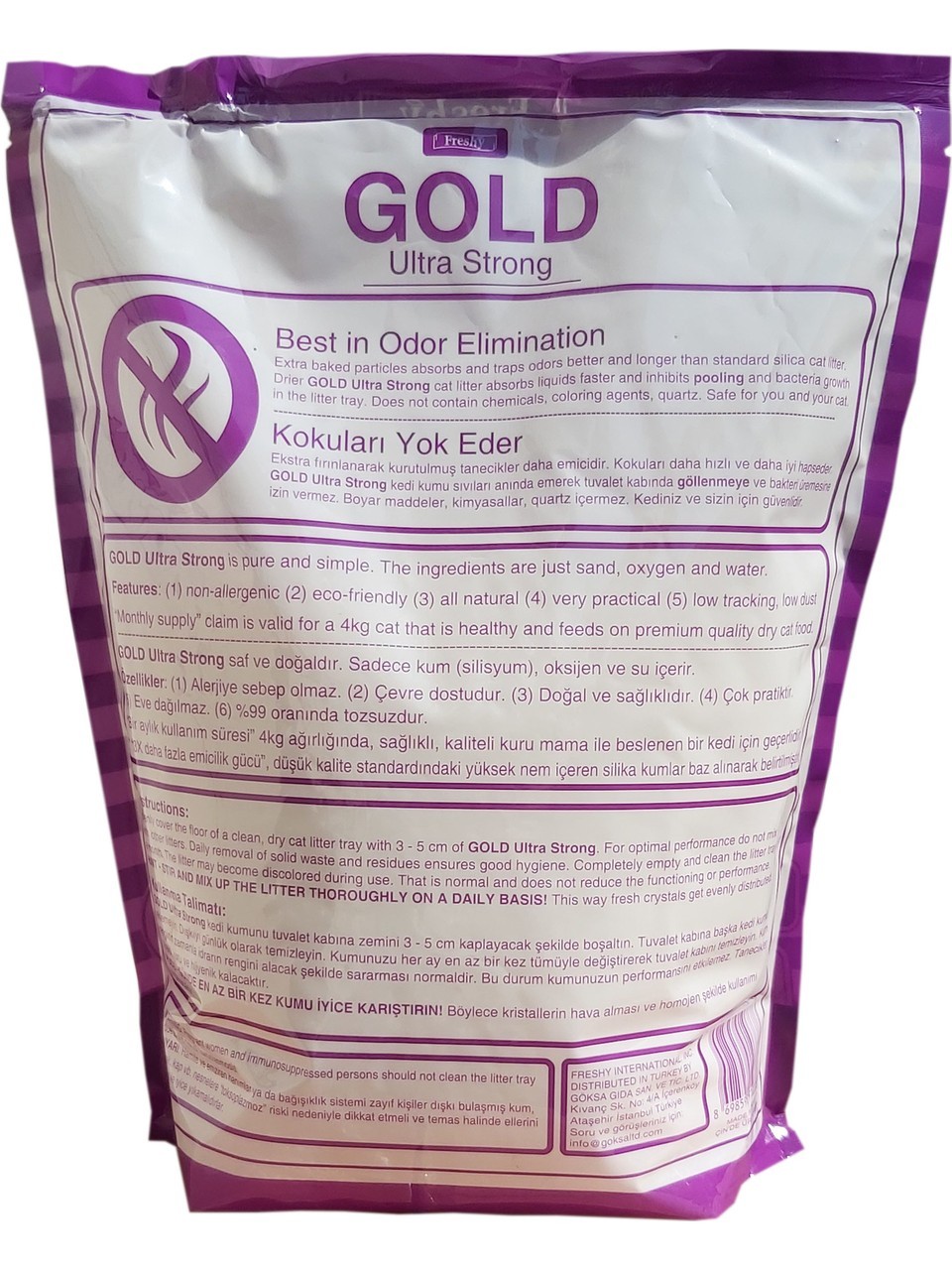 Freshy Gold Ultra Strong Süper Emici Silika Kedi Kumu 3.8 L