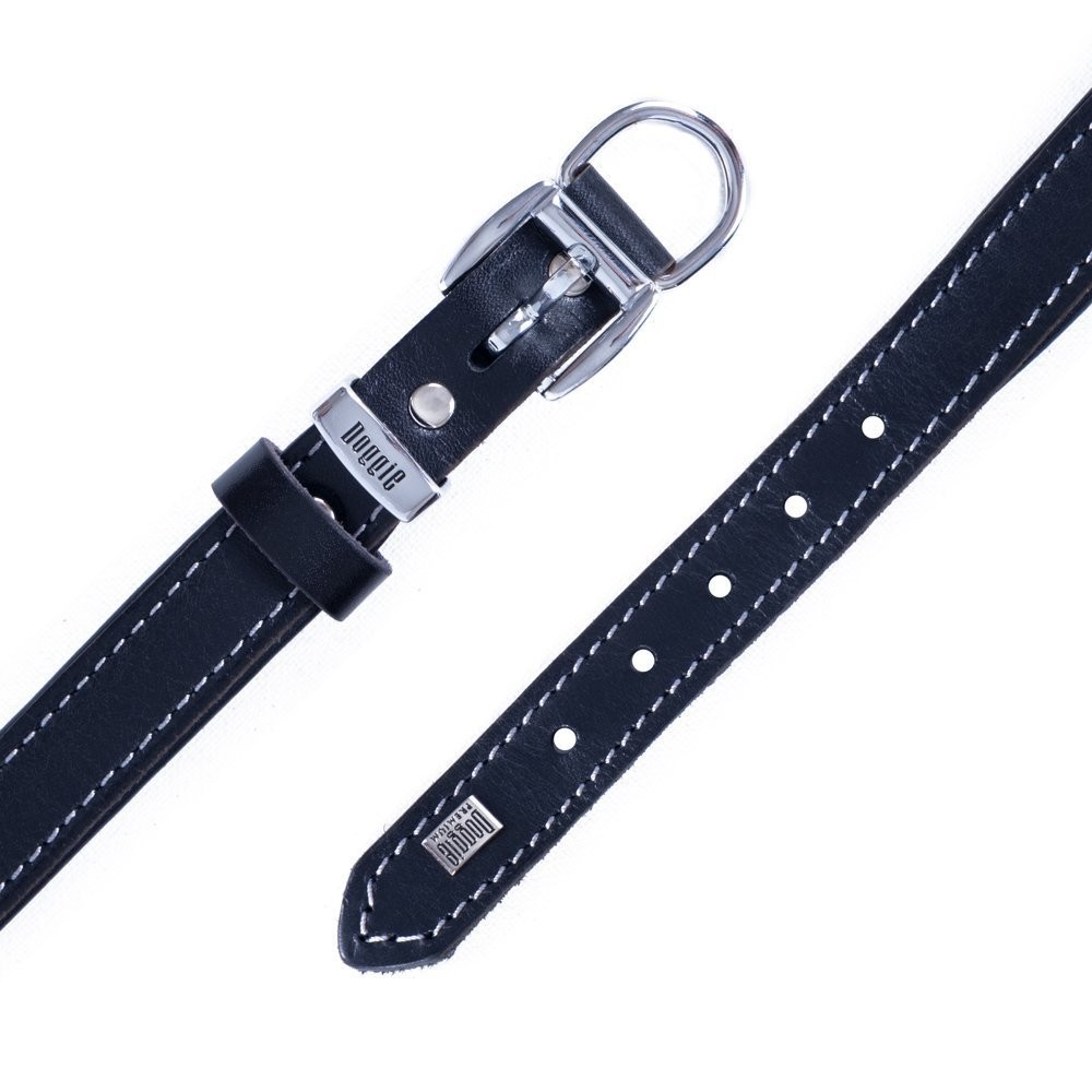 Doggie Konforlu Gerçek Deriden El Yapımı Köpek Boyun Tasması 2x35-40 Cm Siyah
