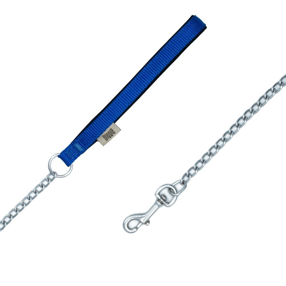 Doggie Dokuma Zincirli Köpek Gezdirme Kayışı M 2x110 Cm Royal Mavi