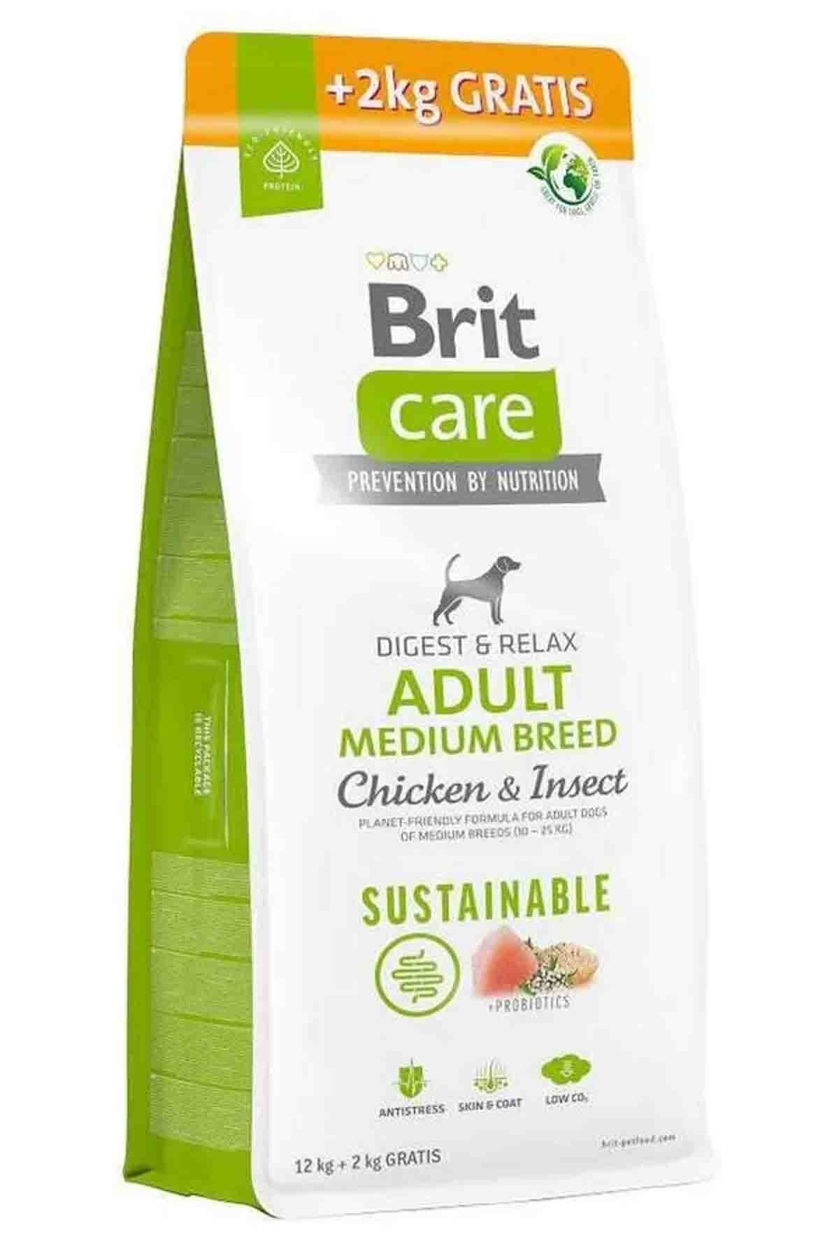 Brit Care Digest & Relax Tavuk Etli Larva Proteinli Orta Irk Yetişkin Köpek Maması 12+2 Kg