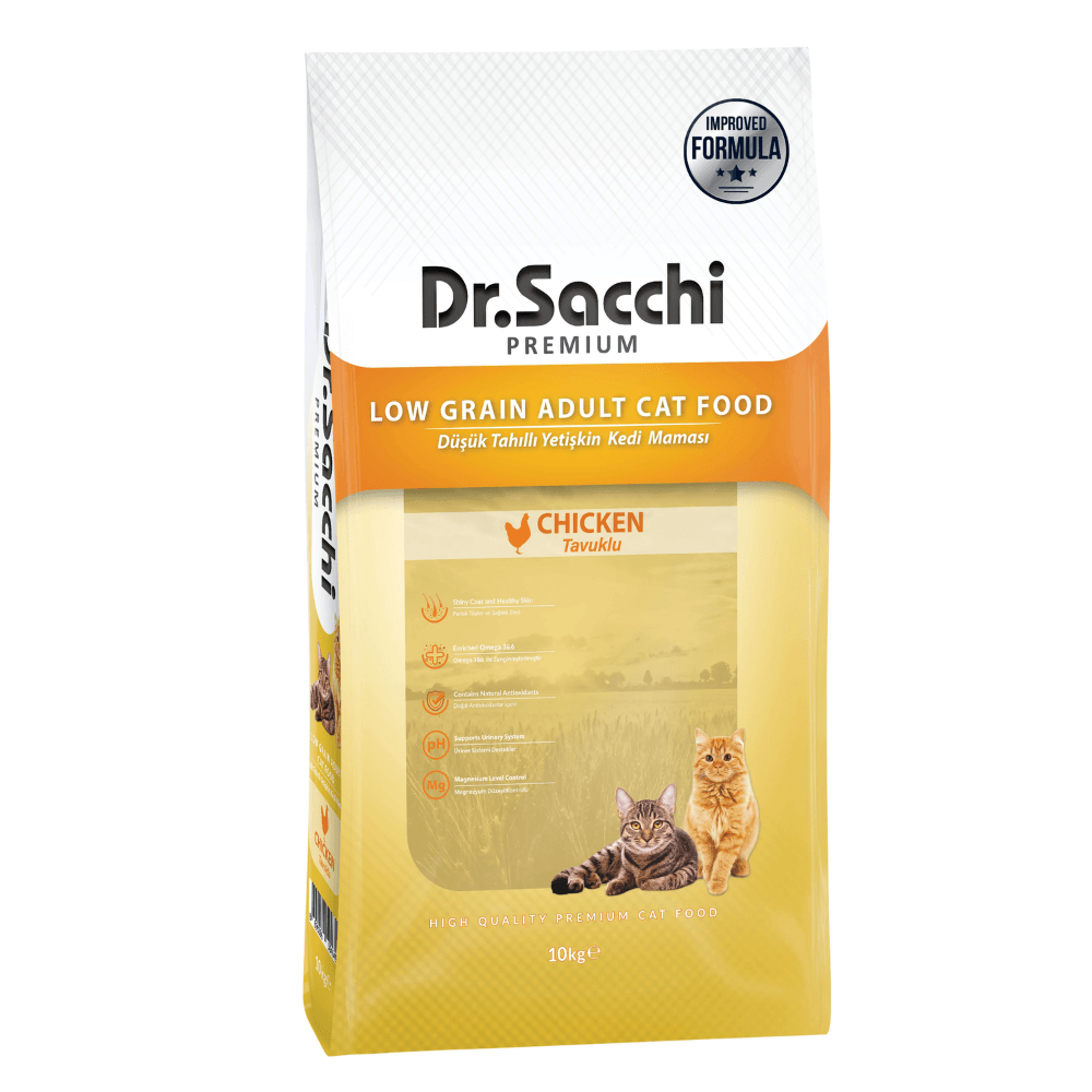 Dr.Sacchi Düşük Tahıllı Tavuklu Yetişkin Kedi Maması 10 Kg