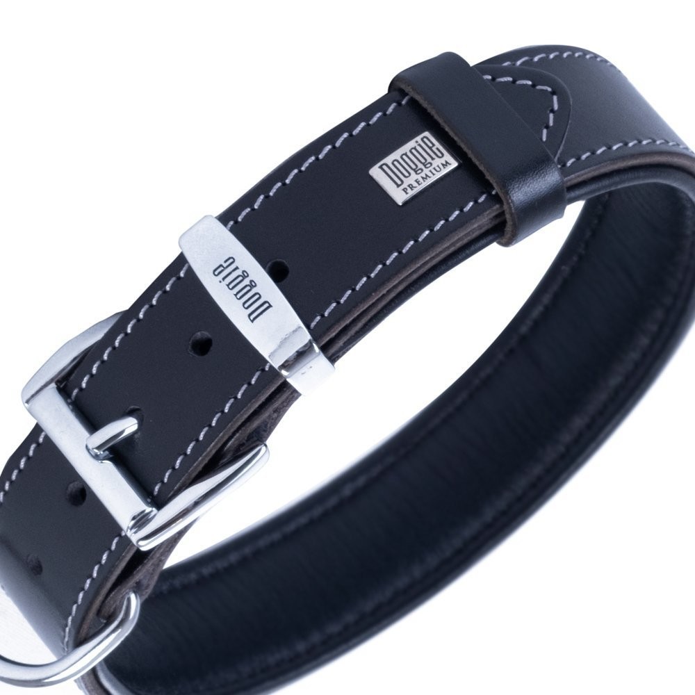 Doggie Firstclass Gerçek Deriden El Yapımı Köpek Boyun Tasması 3.5x47-55 Cm Siyah