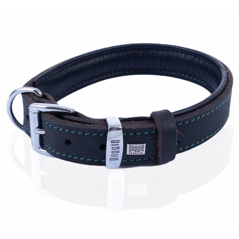Doggie Yağlı Gerçek Deriden El Yapımı Köpek Boyun Tasması 3.5x52-60 Cm Yağ Yeşili