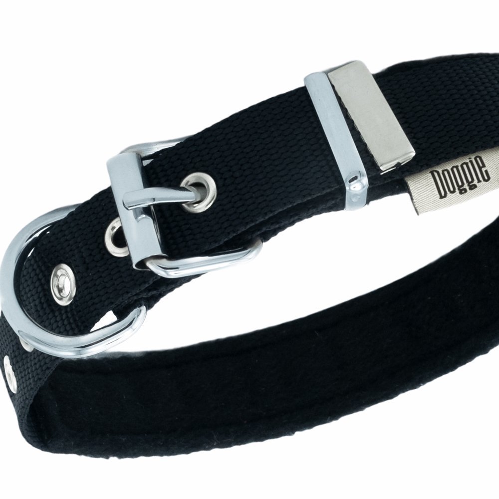 Doggie Polar Dokumadan El Yapımı Köpek Boyun Tasması 2.5x42-50 Cm Siyah