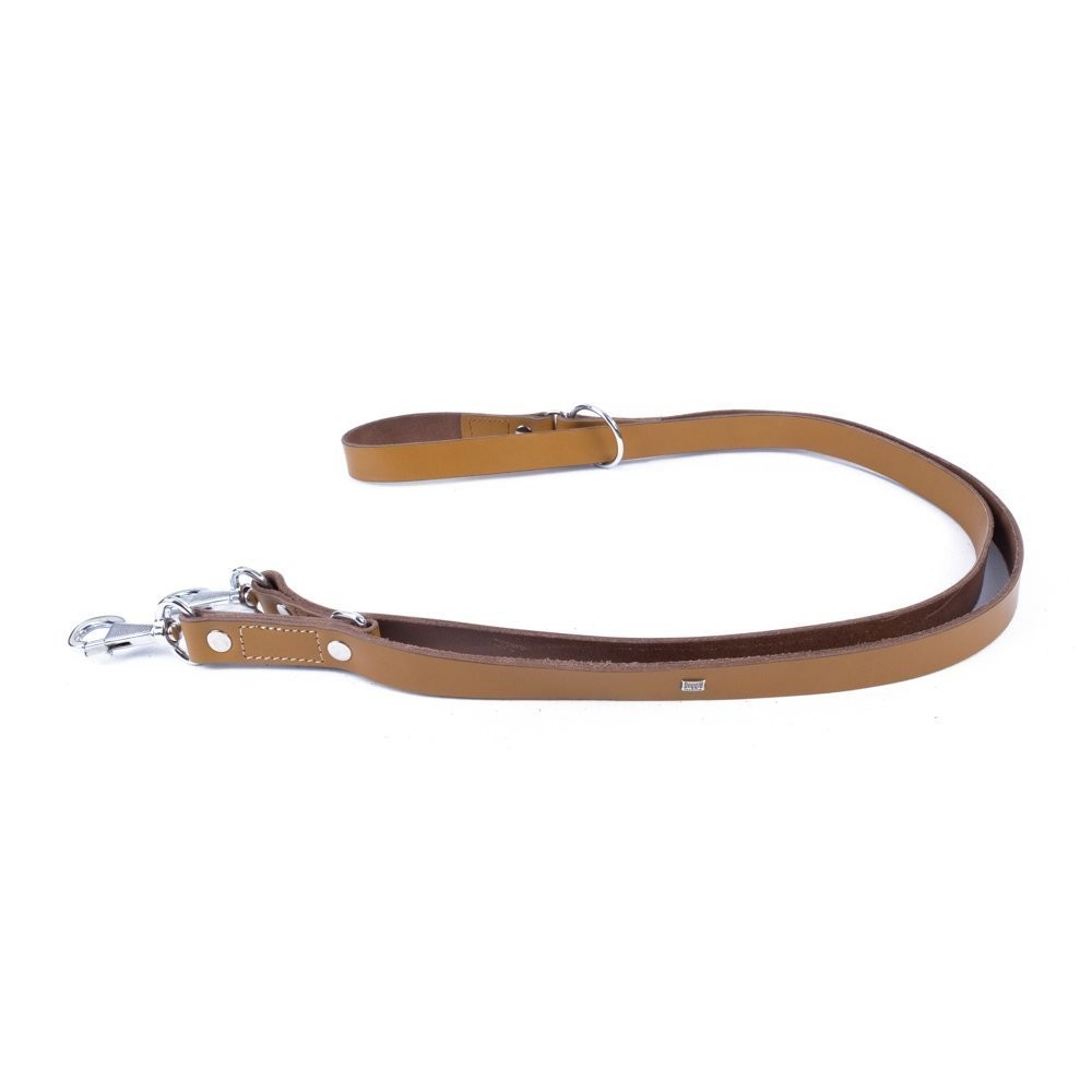 Doggie Ayarlanabilir Seri Klasik Gerçek Deriden El Yapımı  Köpek Gezdirme Kayışı 2x120-200 Cm Camel