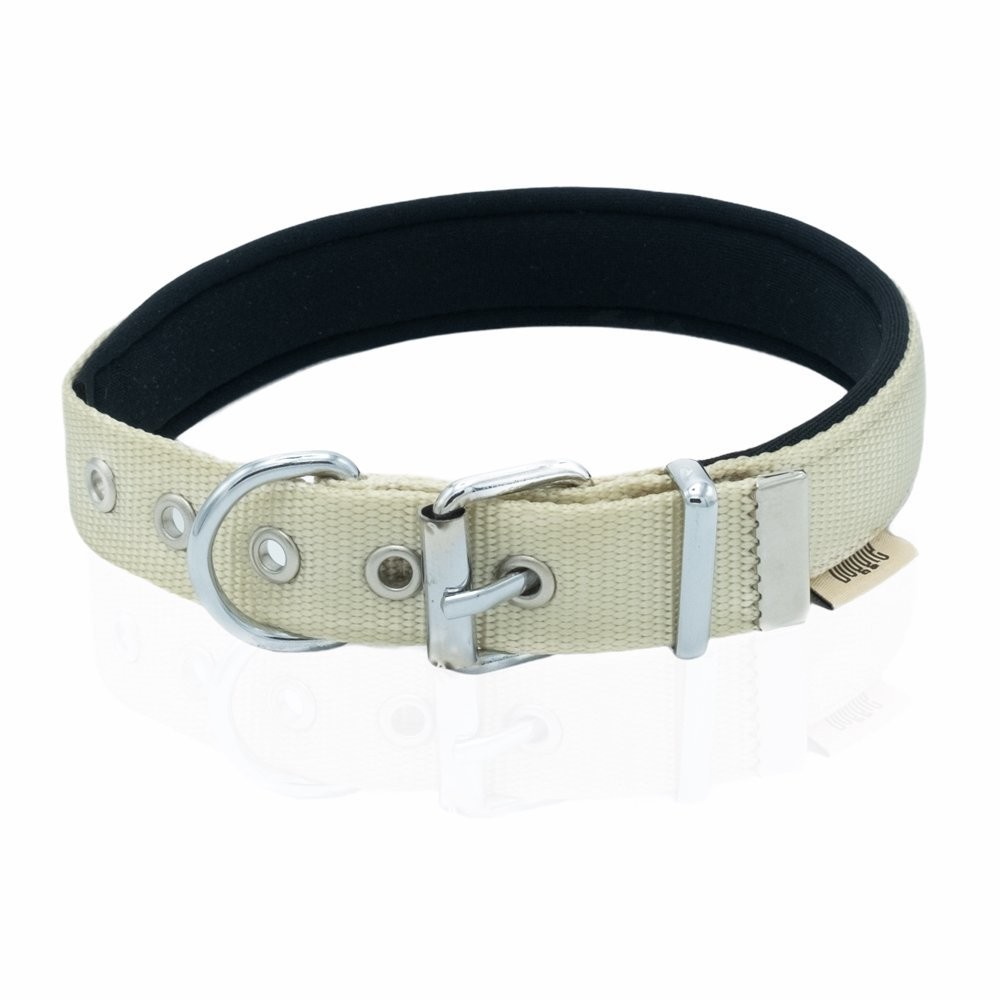 Doggie Konforlu Dokumadan El Yapımı Çivili Köpek Boyun Tasması 2.5x37-45 Cm K.Haki