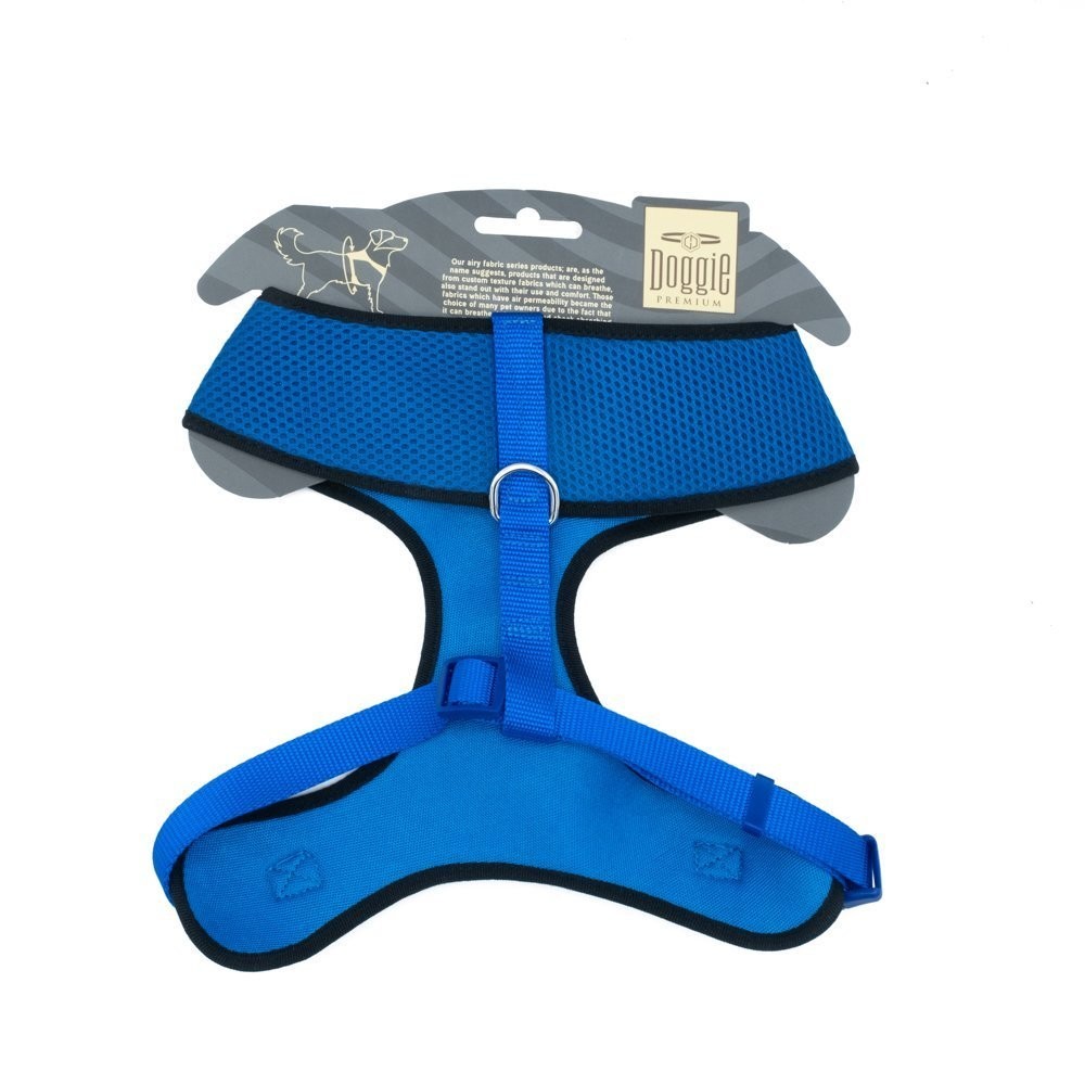 Doggie Havalı Dokumadan El Yapımı Küçük Irk Köpek Göğüs Tasması XL-2x50-65 Cm Royal Mavi