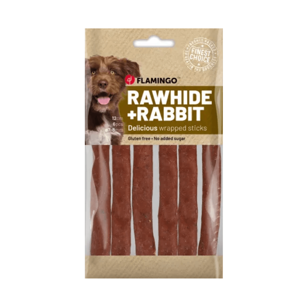 Flamingo R'hide Çubuk Tavşanlı Köpek Ödülü 12 Cm 70 Gr 6'Lı
