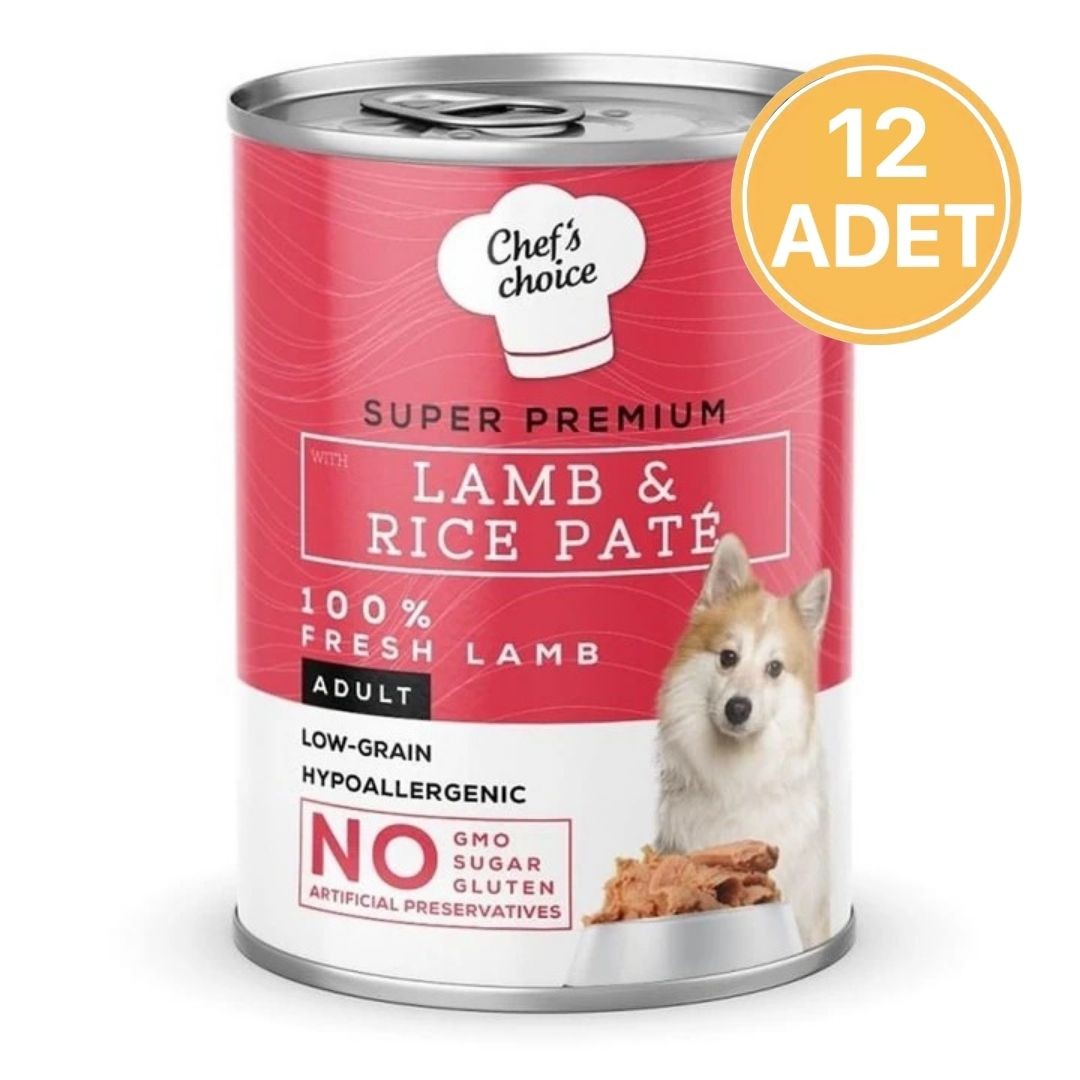 Chefs Choice Tahılsız Kuzulu Pirinçli Ezme Konserve Köpek Maması 400 Gr (12 Adet)